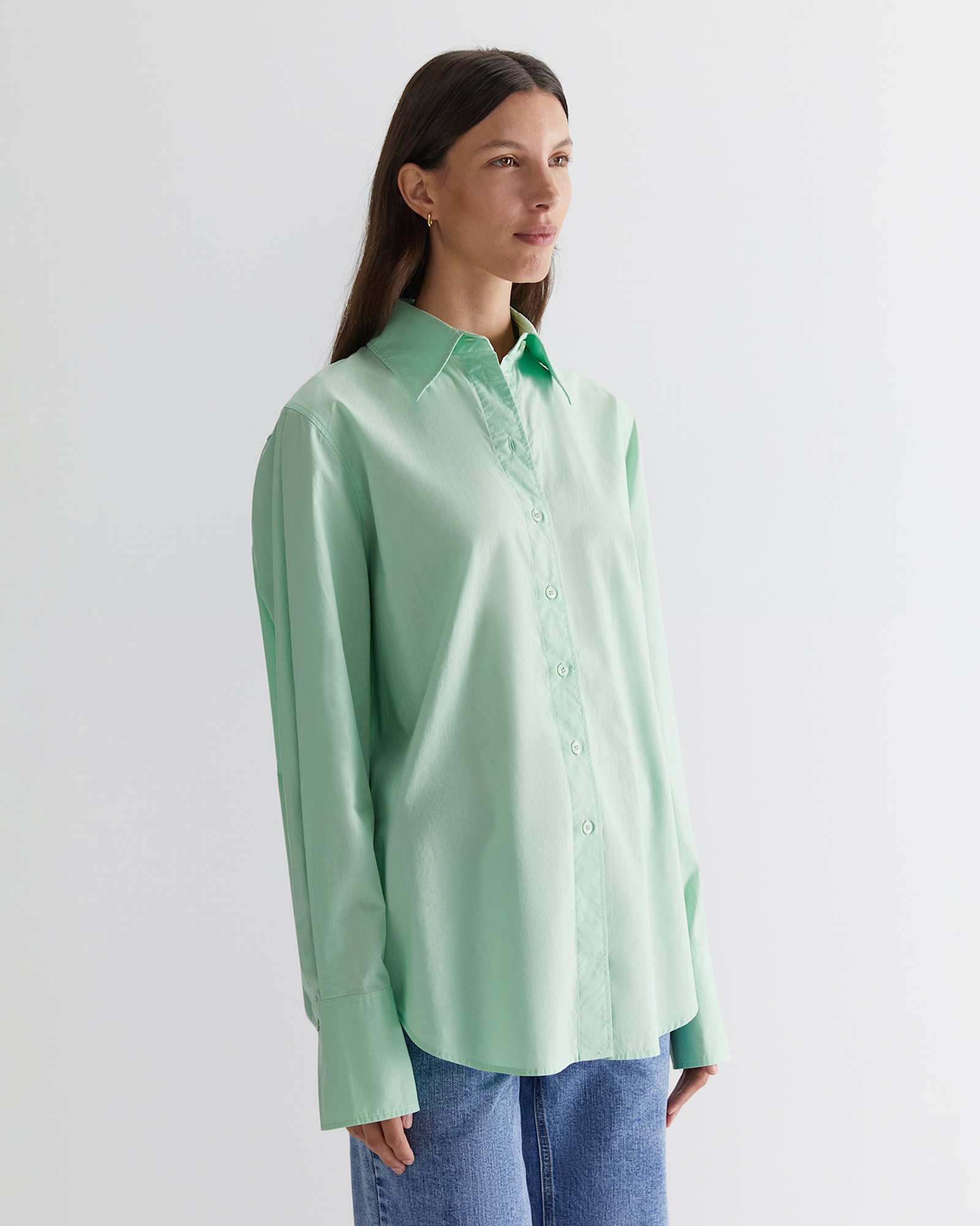 Portia Poplin Cotton Shirt in MINT