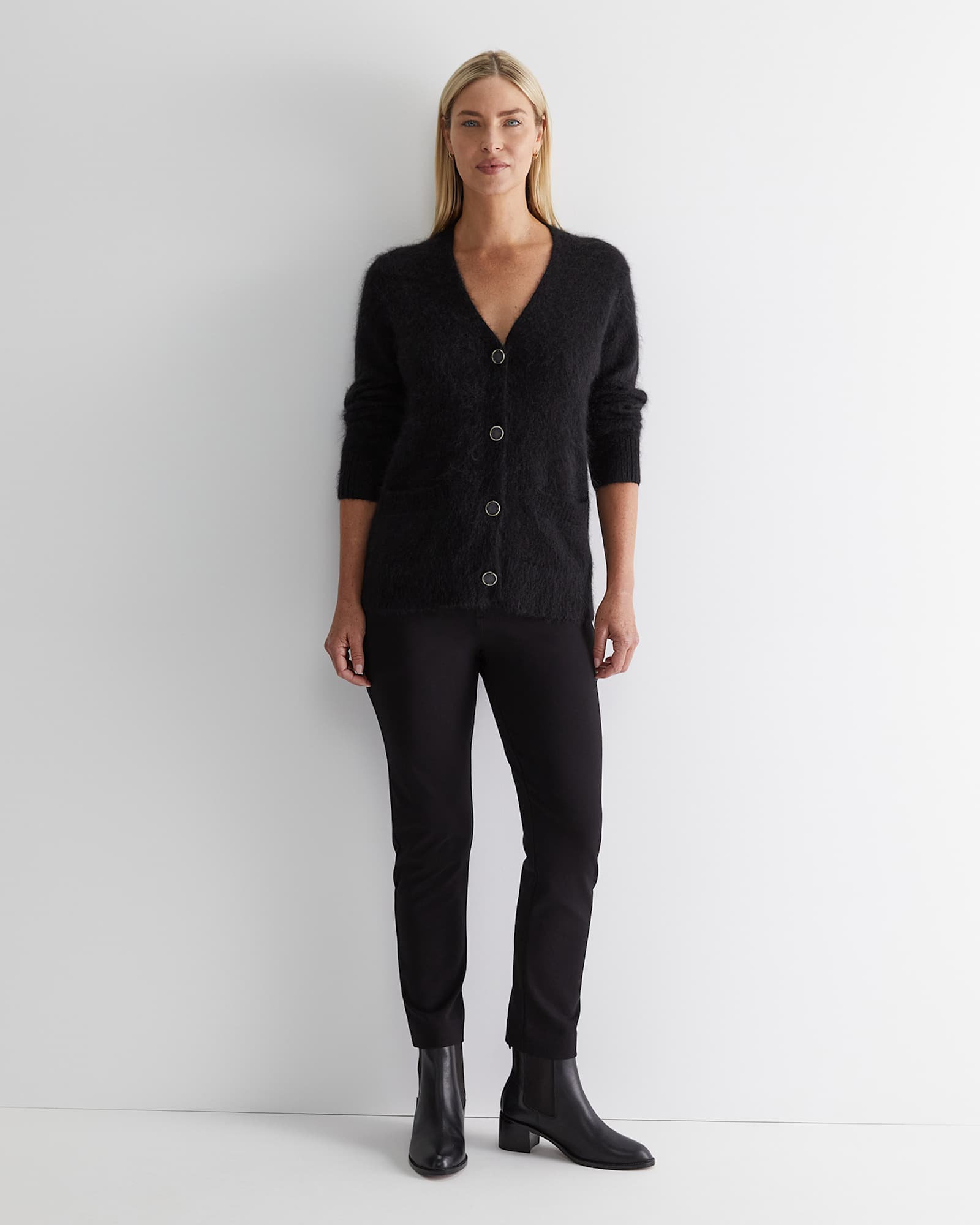 Tatiana Mohair Long Cardigan in BLACK