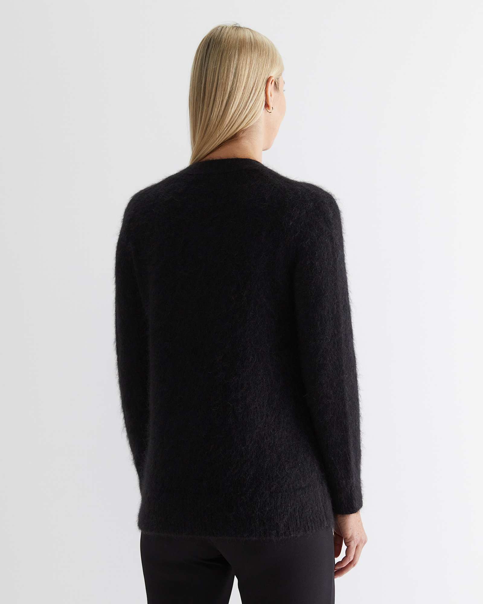 Tatiana Mohair Long Cardigan in BLACK