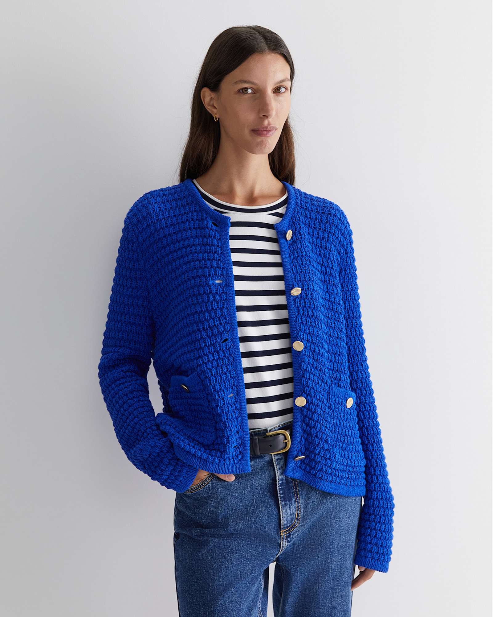 Olivia Tape Yarn Cardigan in SAPPHIRE