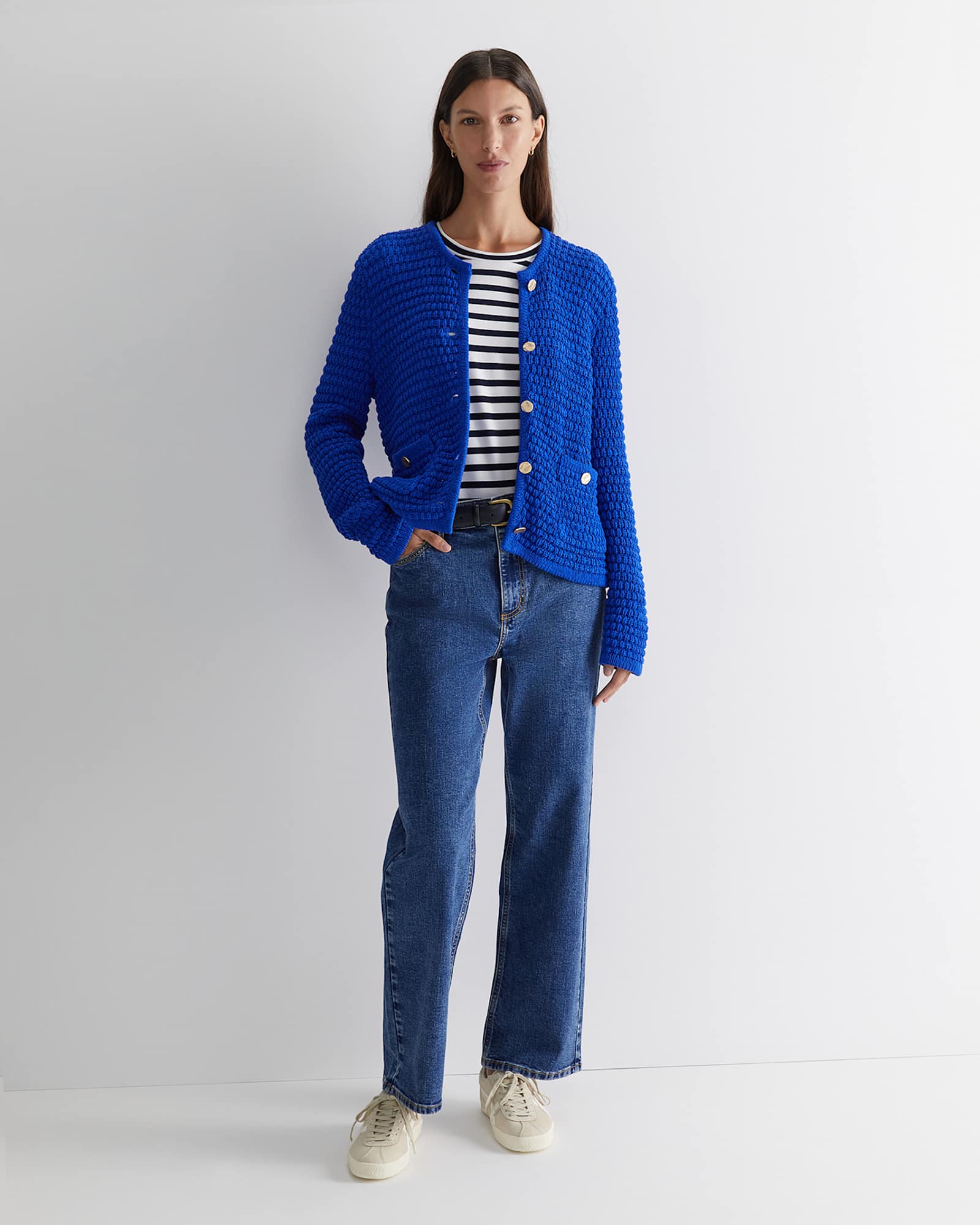 Olivia Tape Yarn Cardigan in SAPPHIRE
