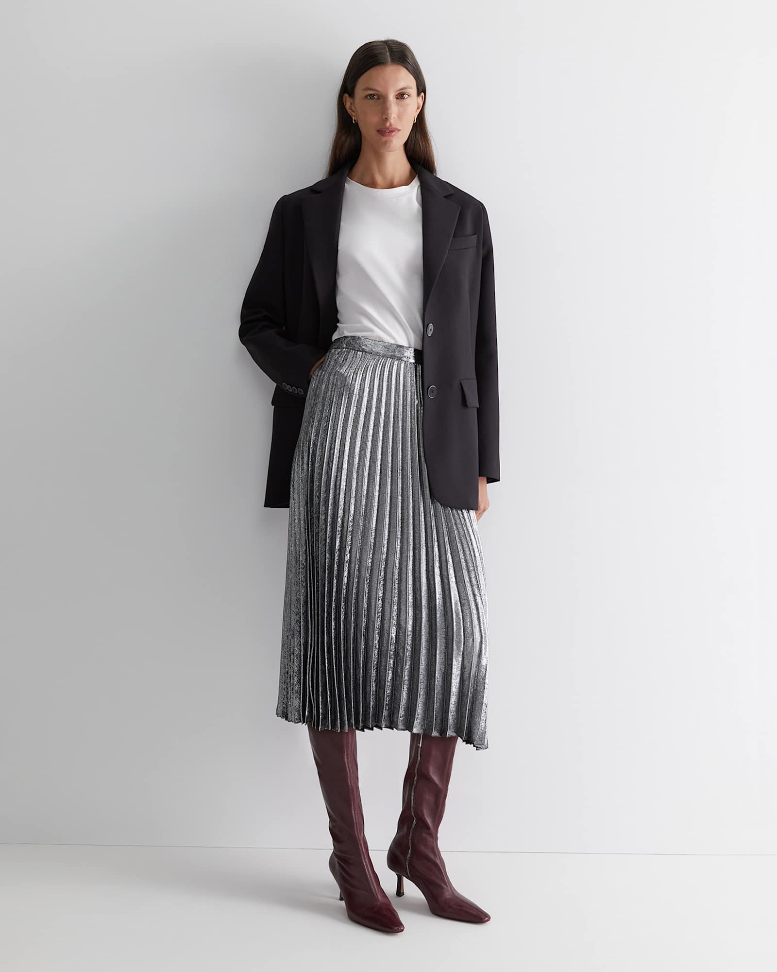 Emily Pleat Skirt in SILVER