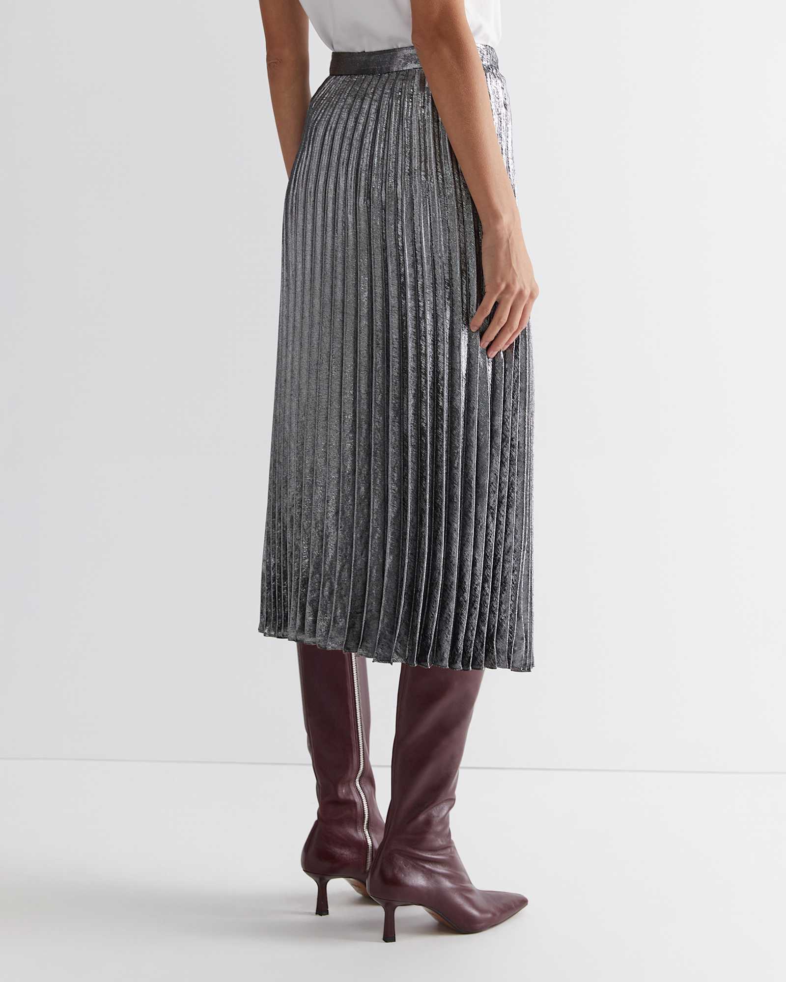 Emily Pleat Skirt in SILVER