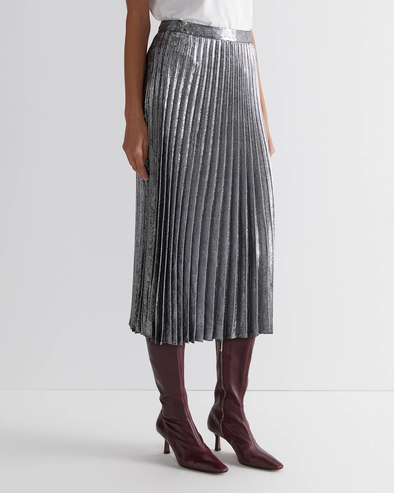 Emily Pleat Skirt in SILVER