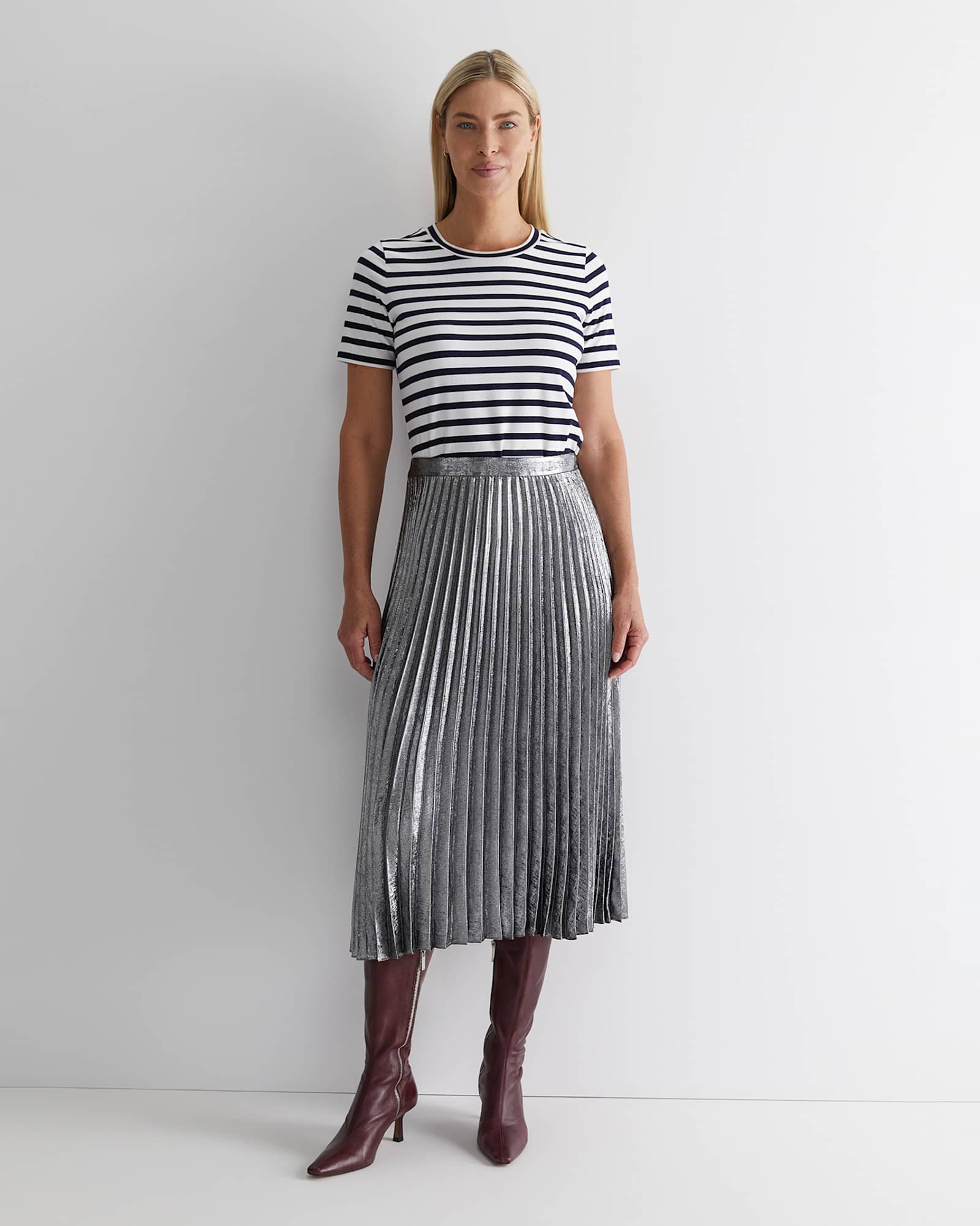 Emily Pleat Skirt in SILVER