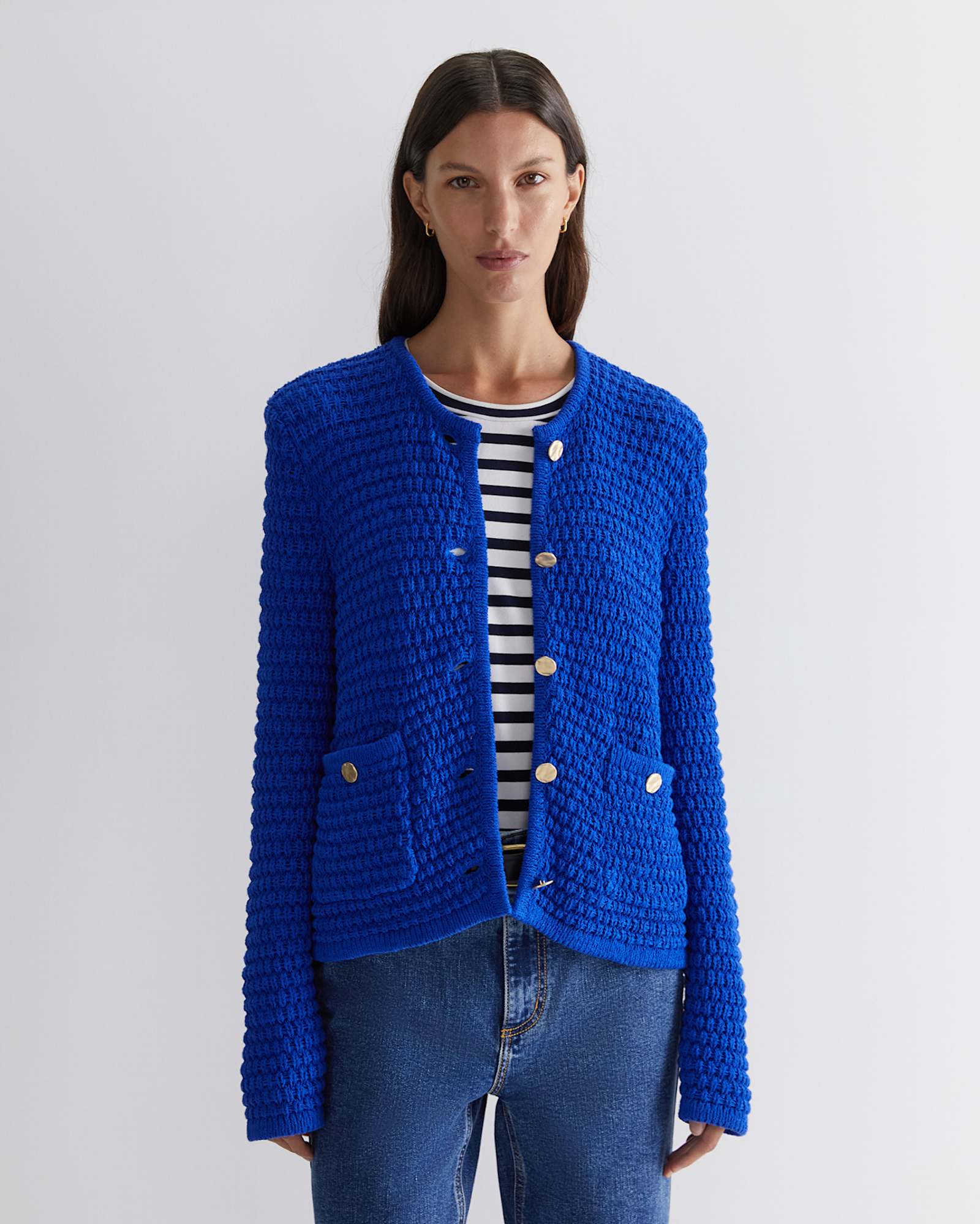 Olivia Tape Yarn Cardigan in SAPPHIRE