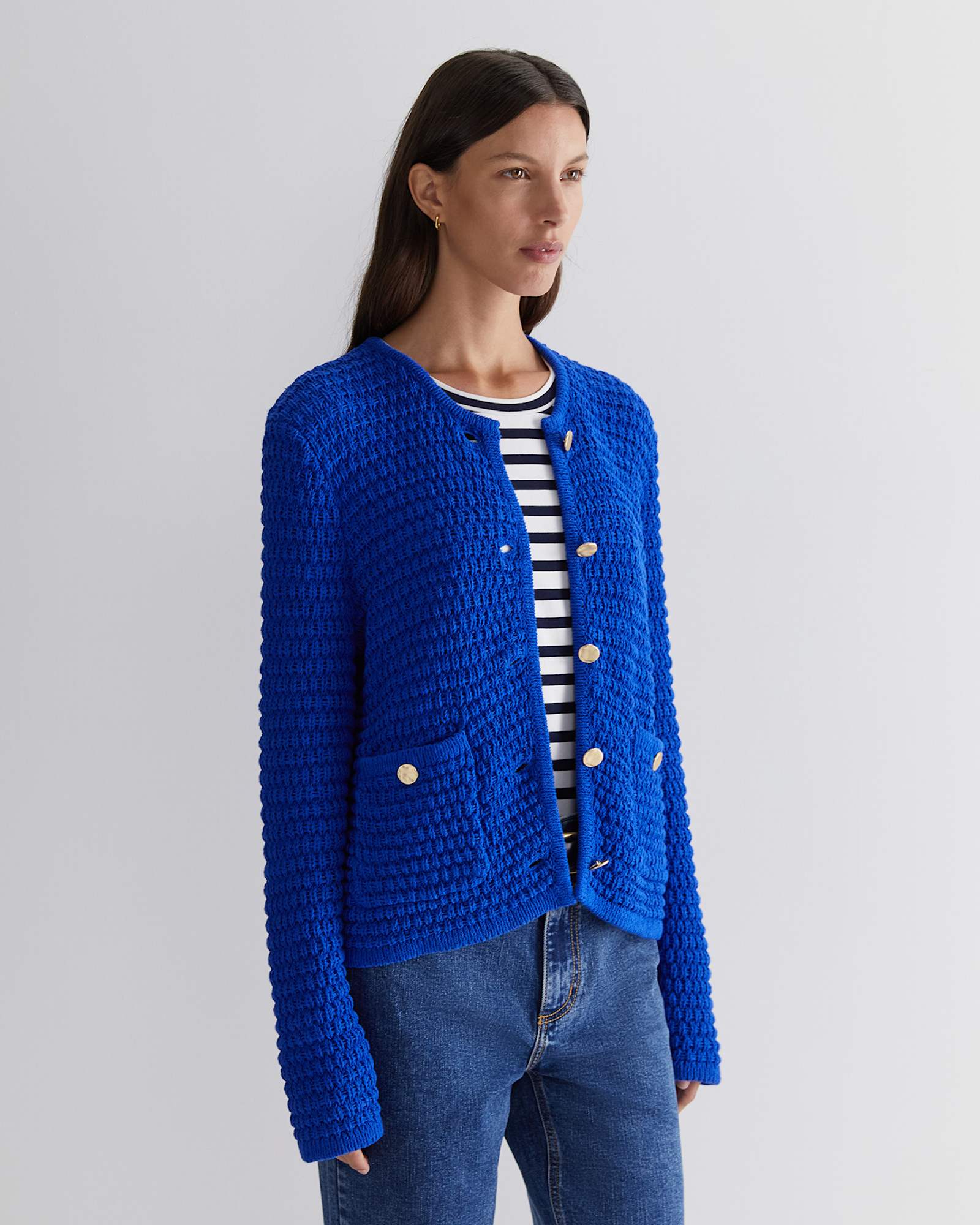 Olivia Tape Yarn Cardigan in SAPPHIRE