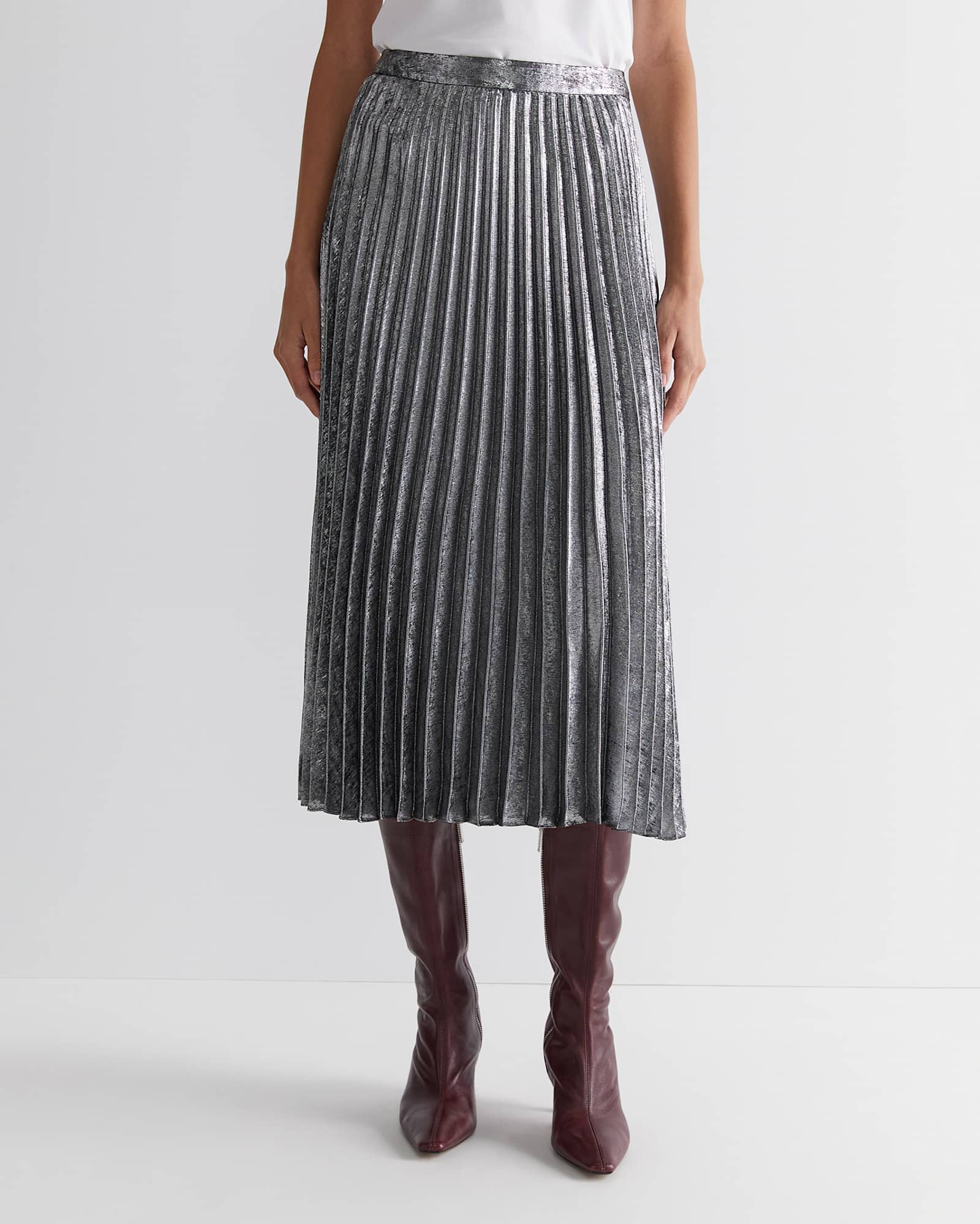 Emily Pleat Skirt in SILVER