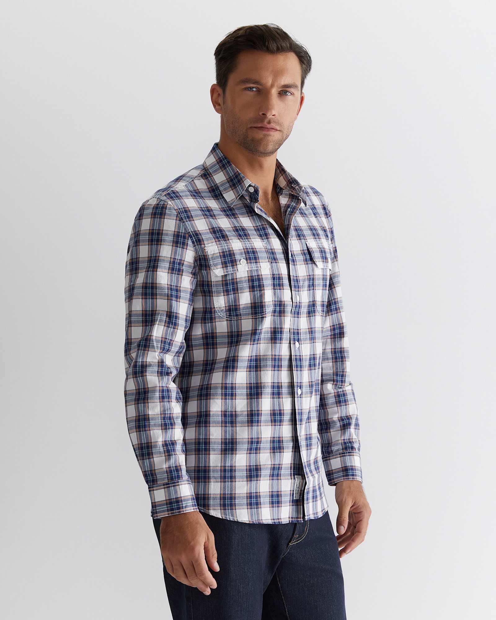 Callam Check Shirt in NAVY MULTI