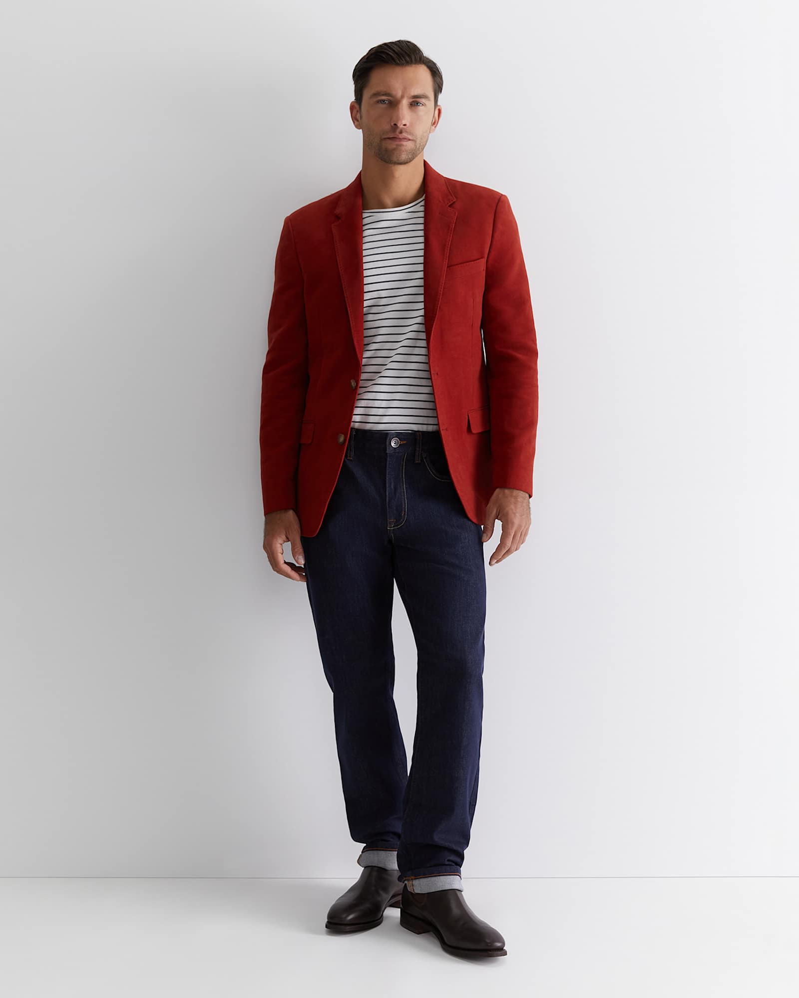 Italian Moleskin Blazer in BURNT ORANGE