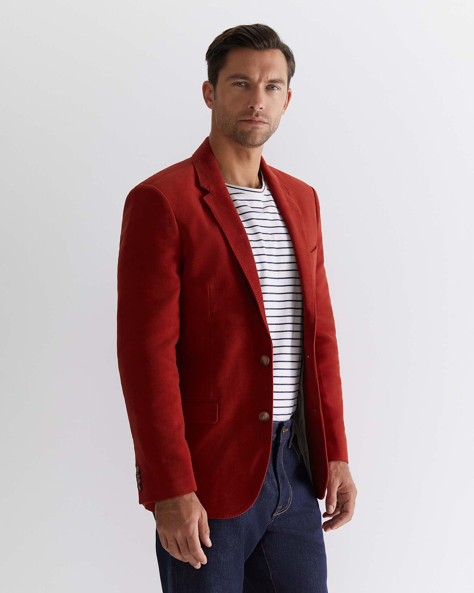 Italian Moleskin Blazer in BURNT ORANGE
