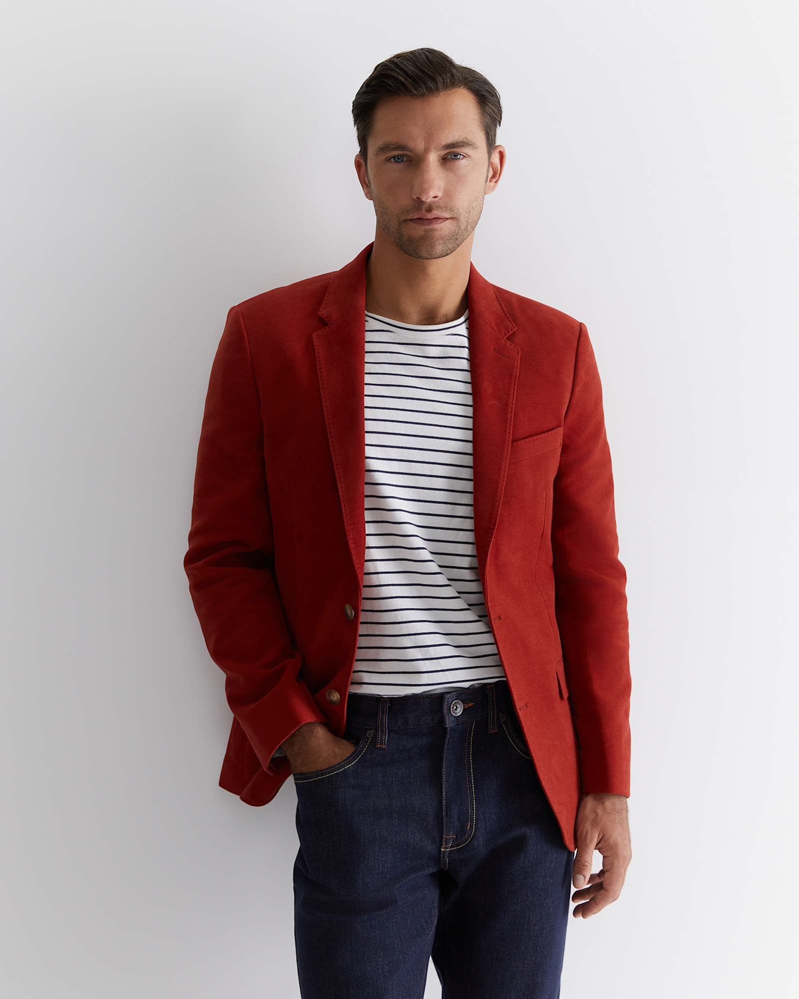 Italian Moleskin Blazer in BURNT ORANGE