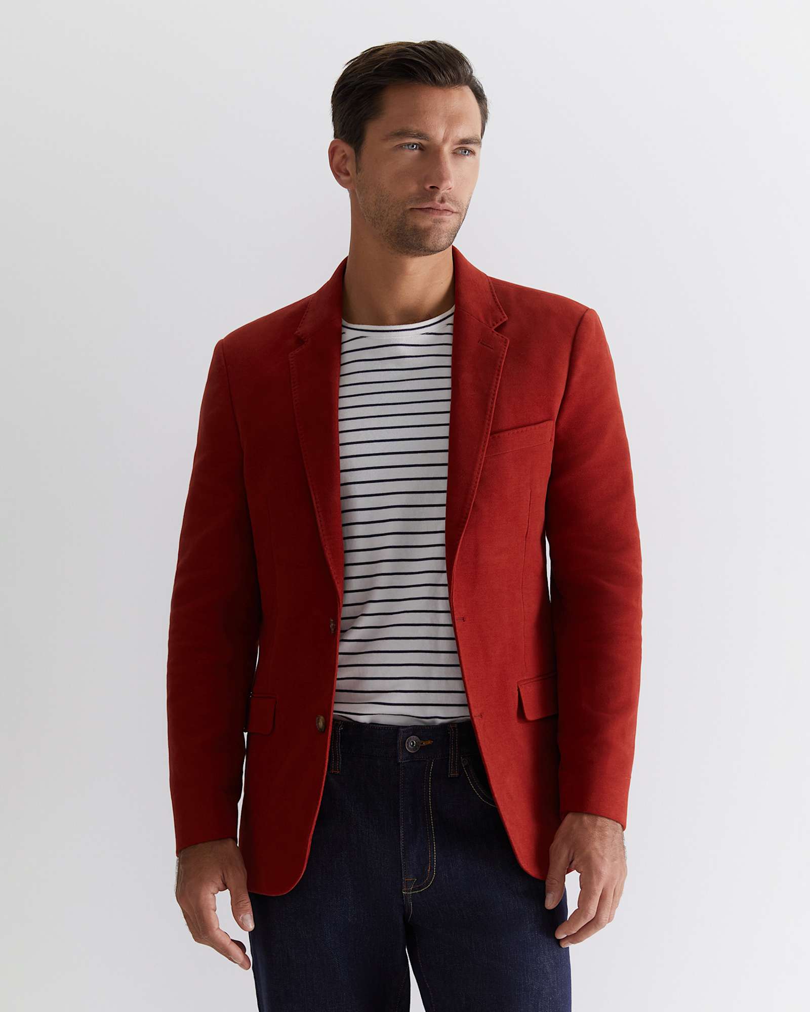 Italian Moleskin Blazer in BURNT ORANGE