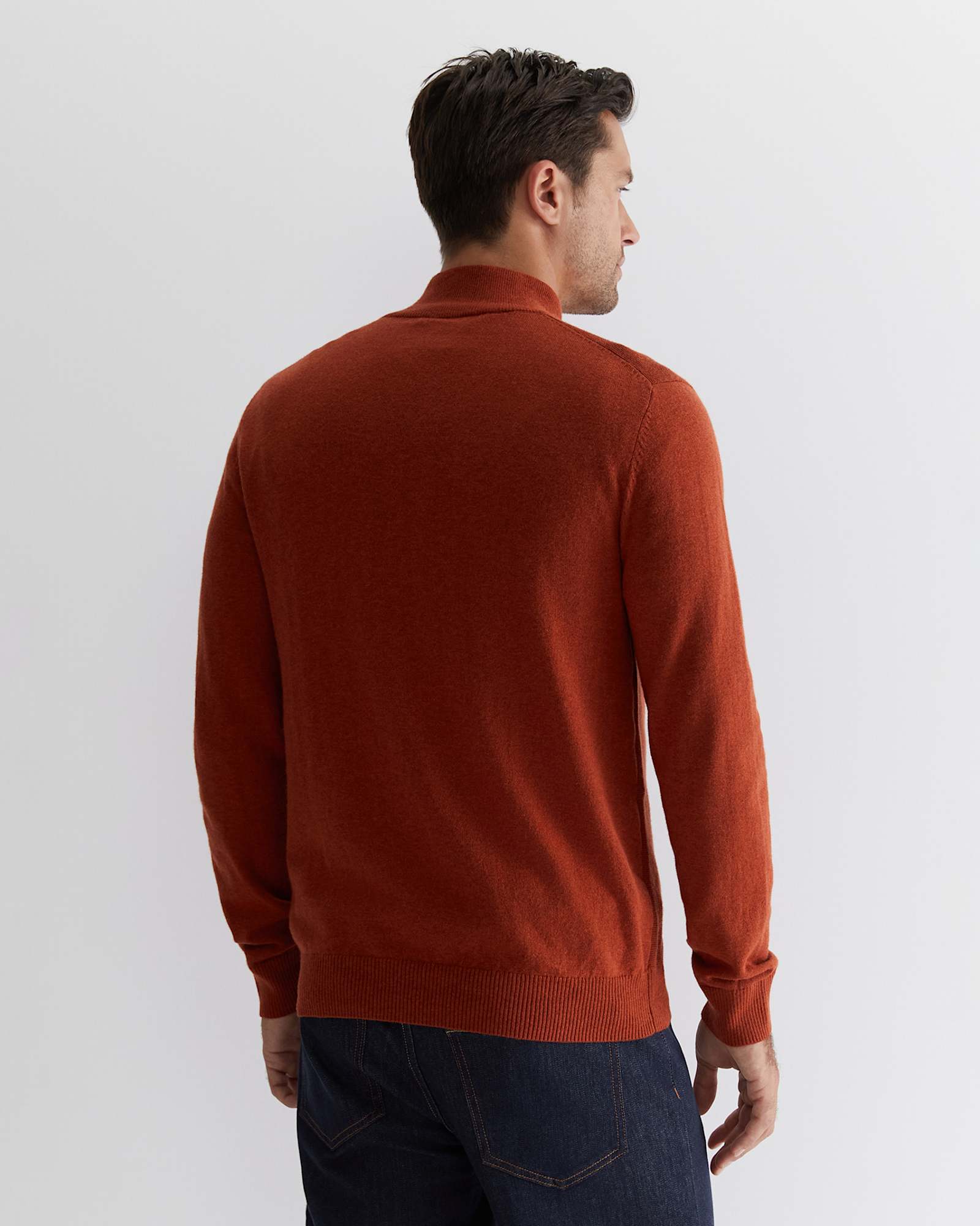 Harrison Wool Blend Quarter Zip in BURNT ORANGE