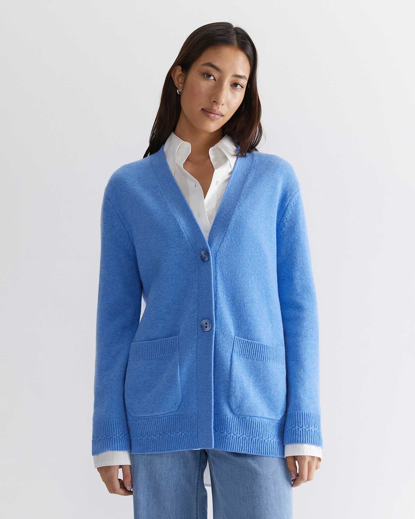 Sunshine Relaxed Long Cardigan in BLUE MELANGE