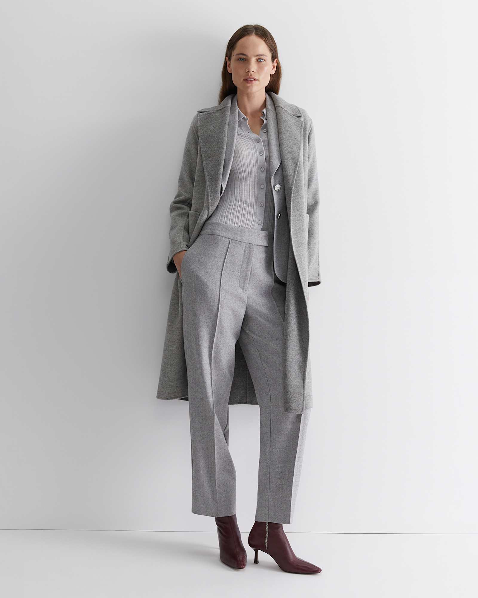 Frankie Twill Straight Pant in SILVER MELANGE