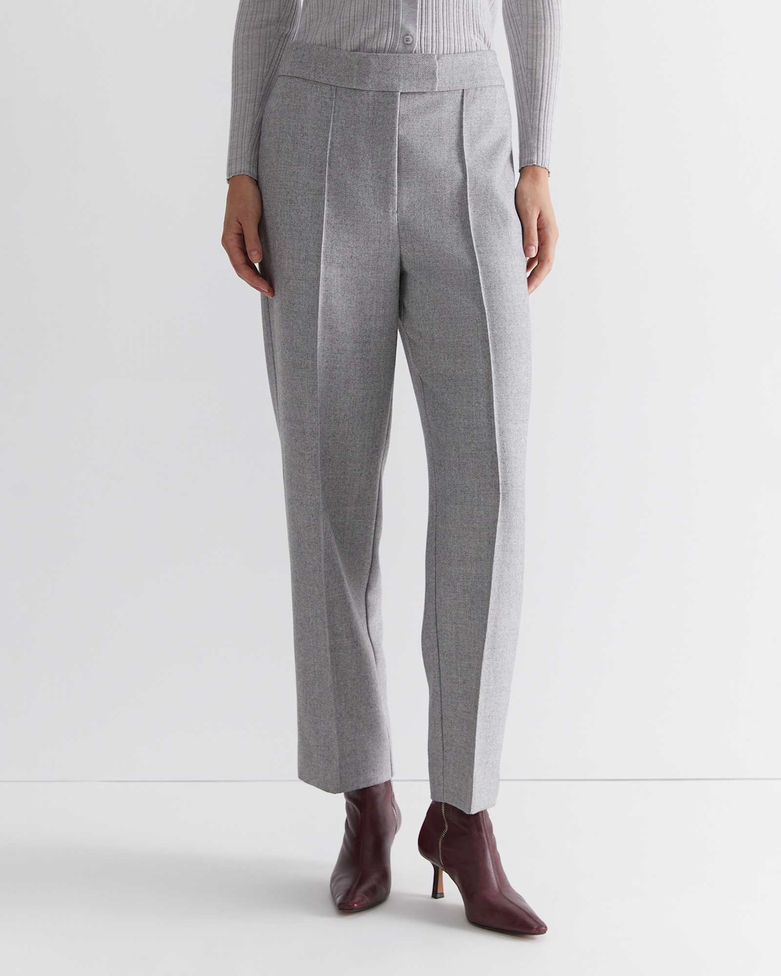 Frankie Twill Straight Pant in SILVER MELANGE