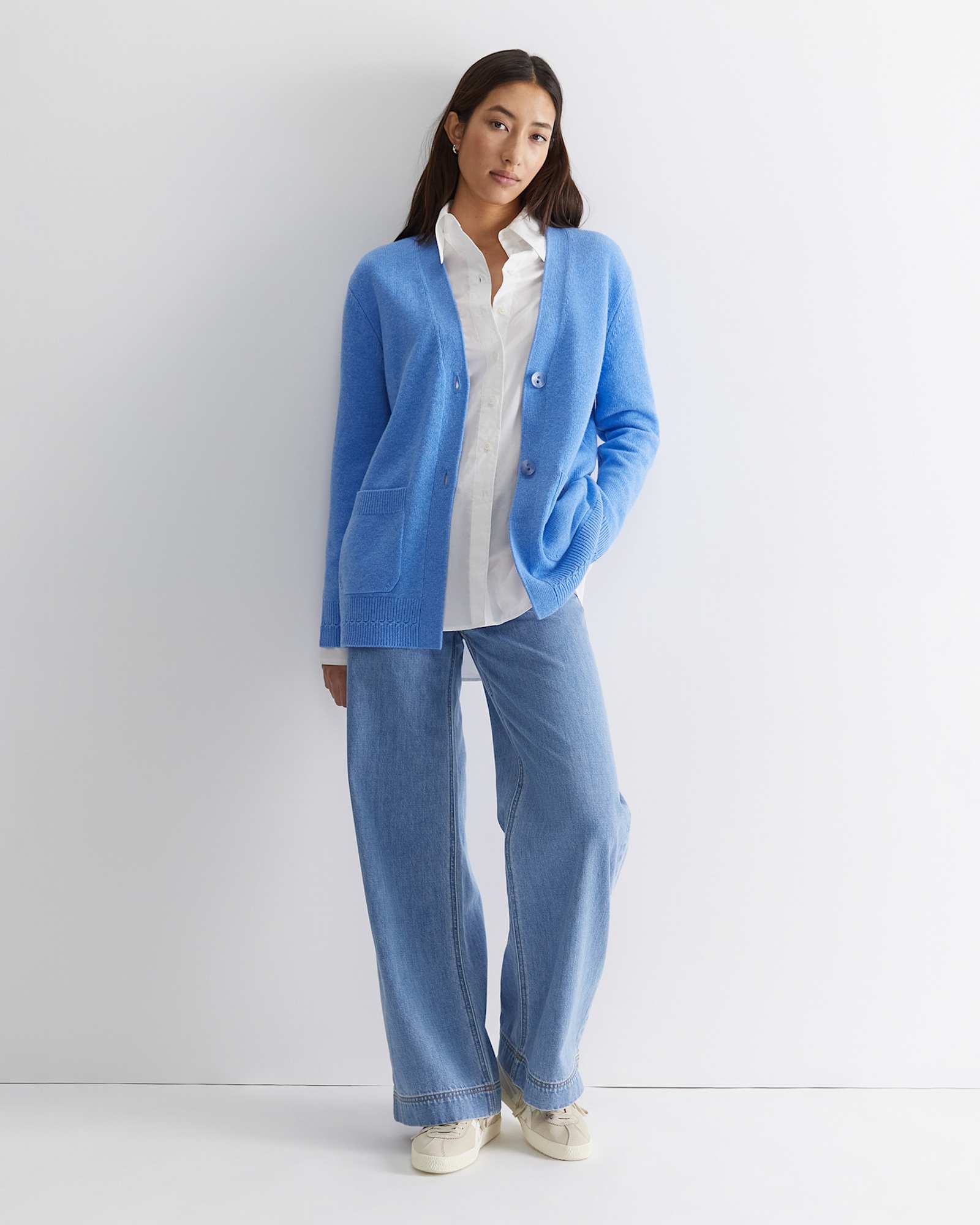 Sunshine Relaxed Long Cardigan in BLUE MELANGE