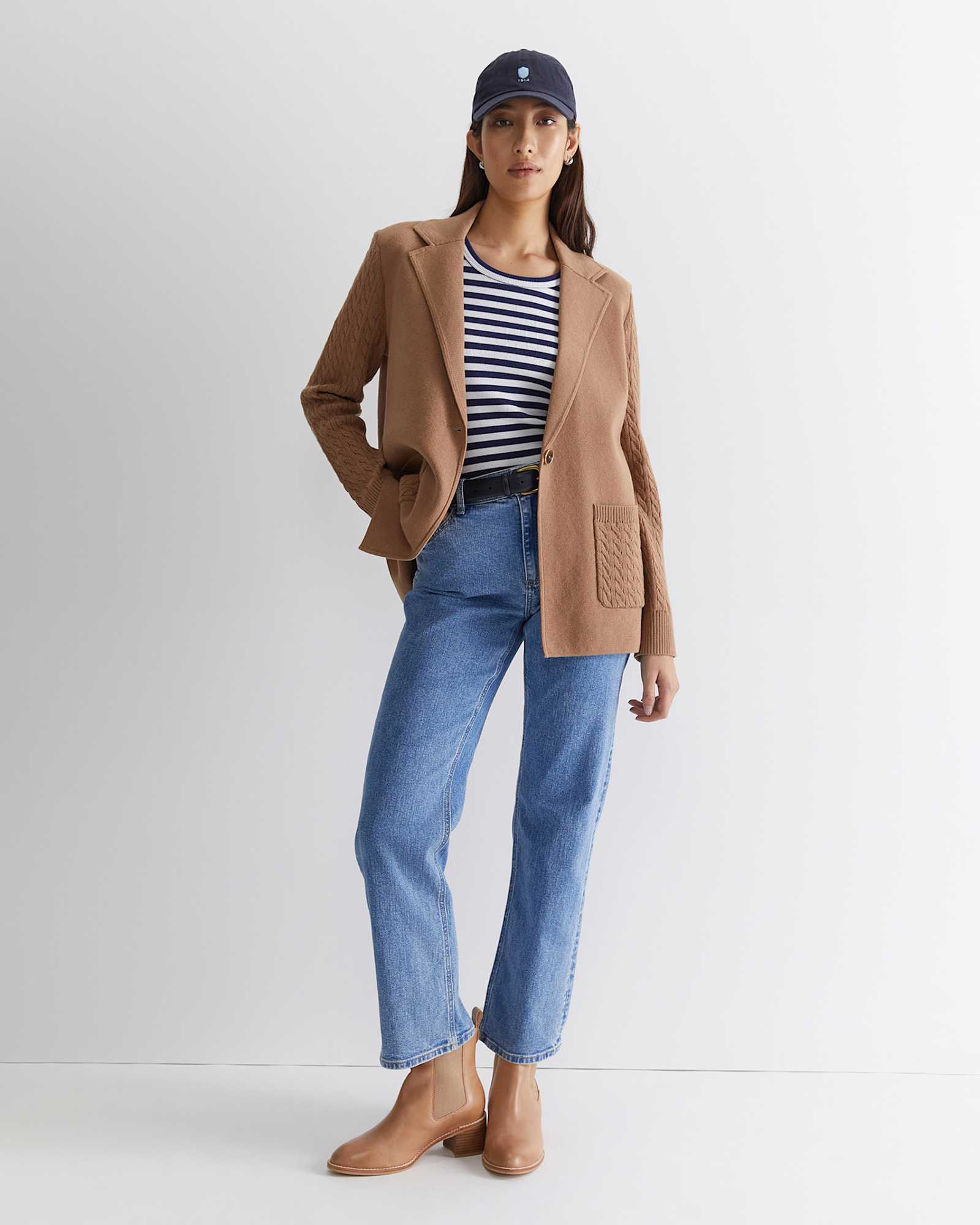 Cotton Cashmere Cable Coatigan in CAMEL MELANGE
