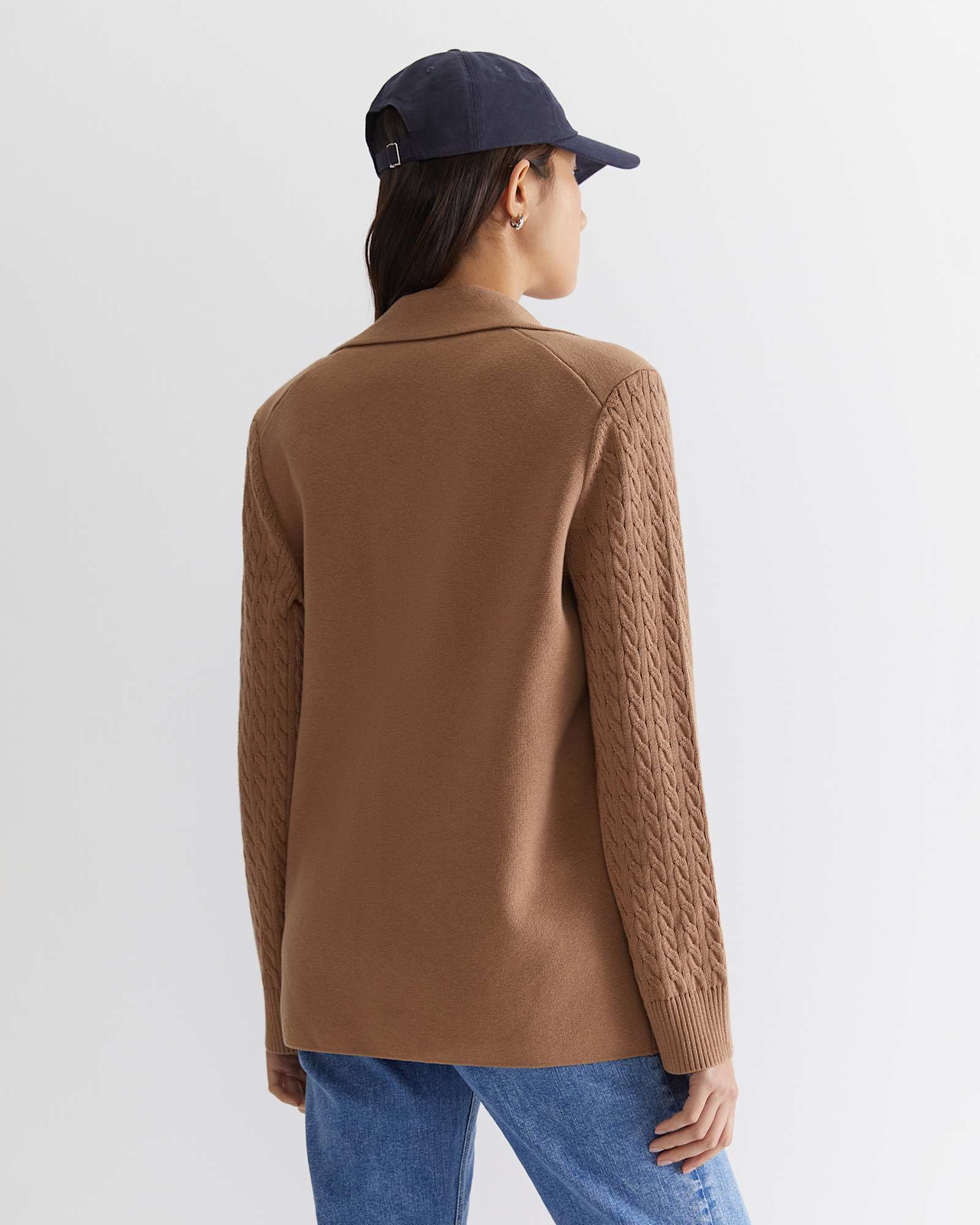 Cotton Cashmere Cable Coatigan in CAMEL MELANGE