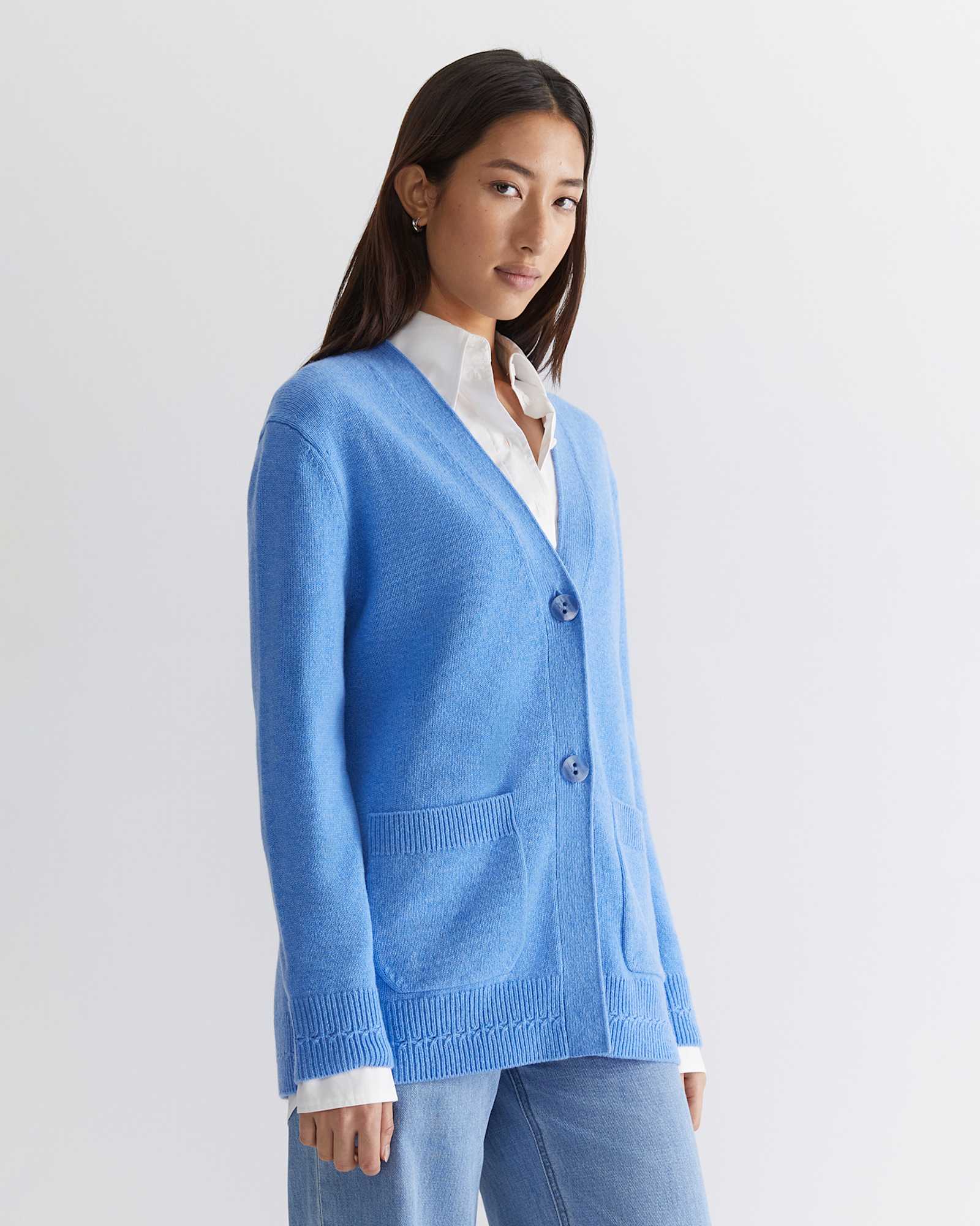 Sunshine Relaxed Long Cardigan in BLUE MELANGE