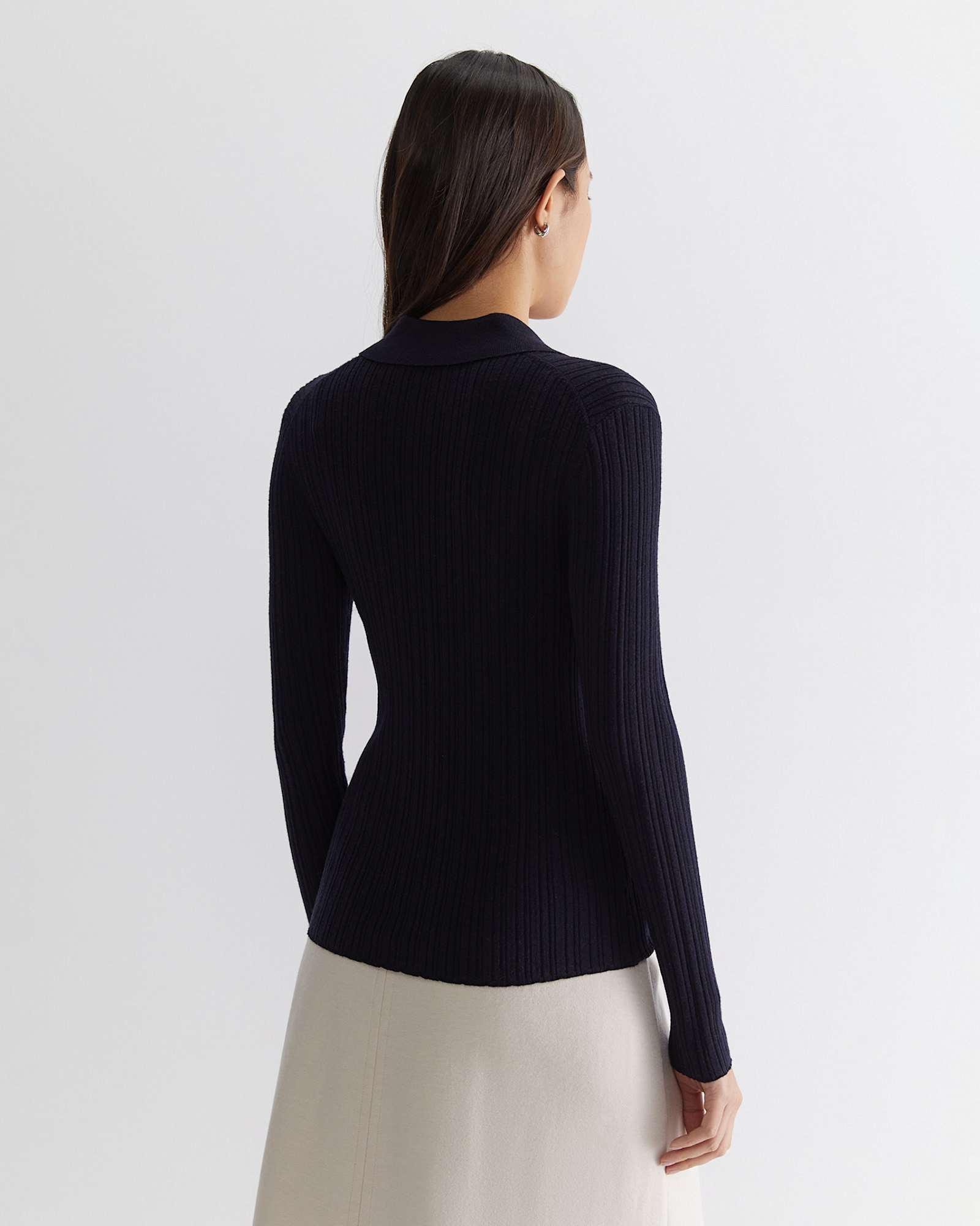 Wool Silk Polo in NAVY