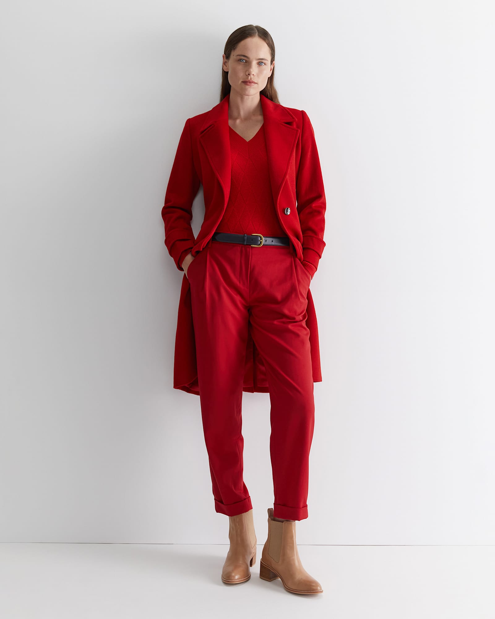 Mia Wool Pant in RED