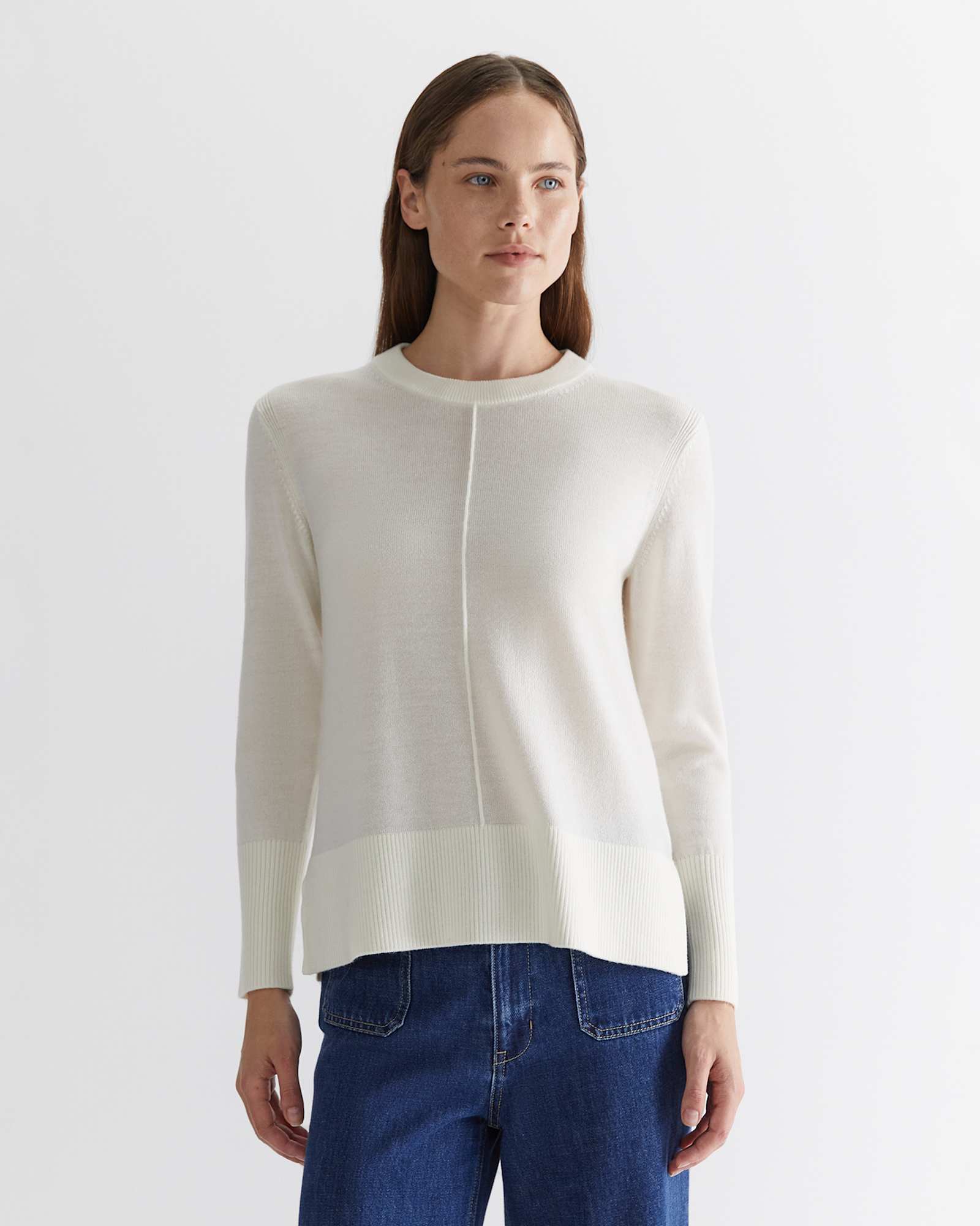 Cass Merino Wool Knit in WINTER WHITE