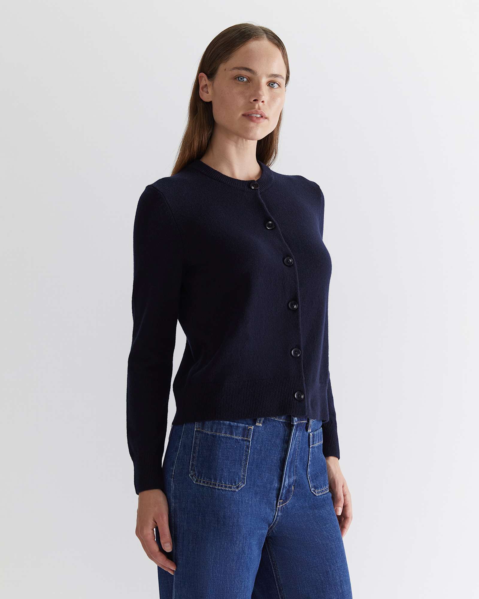 Sunshine Classic Wool Cardigan in NAVY