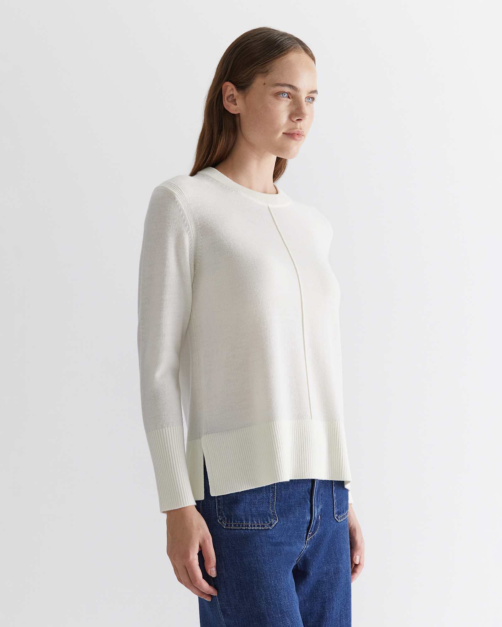 Cass Merino Wool Knit in WINTER WHITE