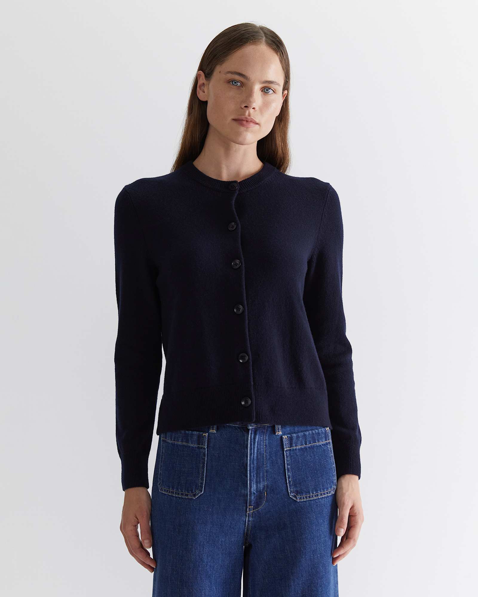 Sunshine Classic Wool Cardigan in NAVY