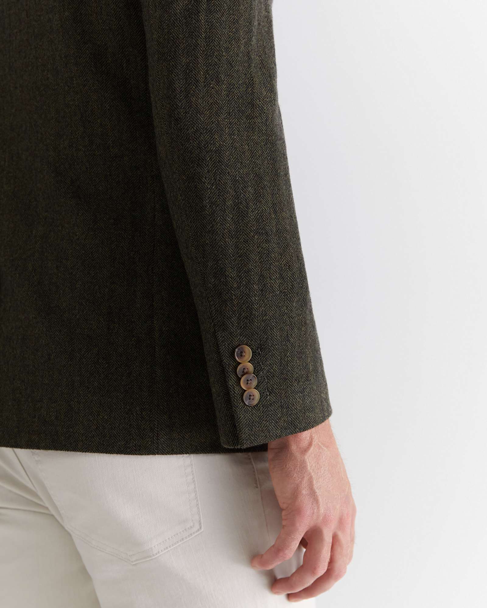 Herringbone Wool Blazer in MOSS