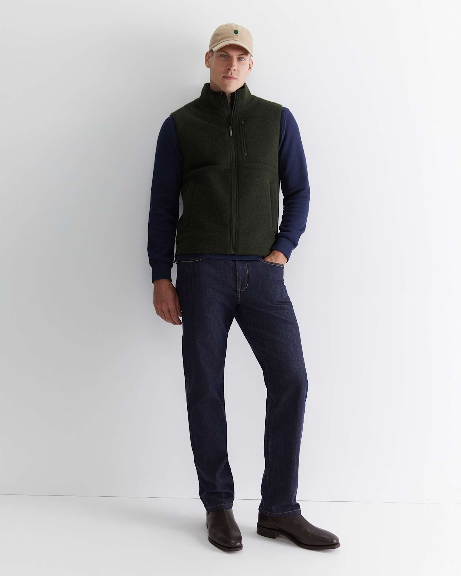 Salford Wool Blend Vest in KHAKI