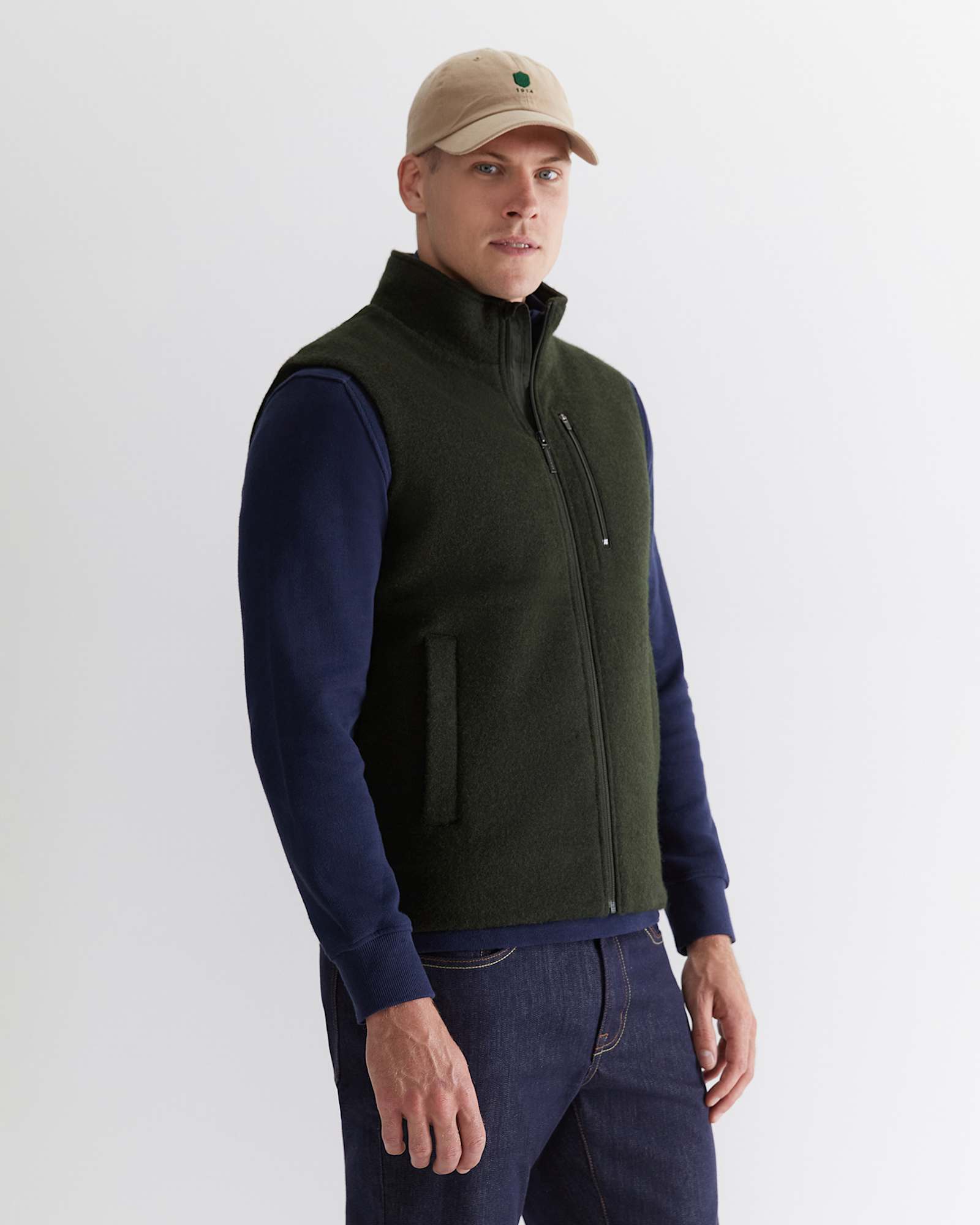 Salford Wool Blend Vest in KHAKI