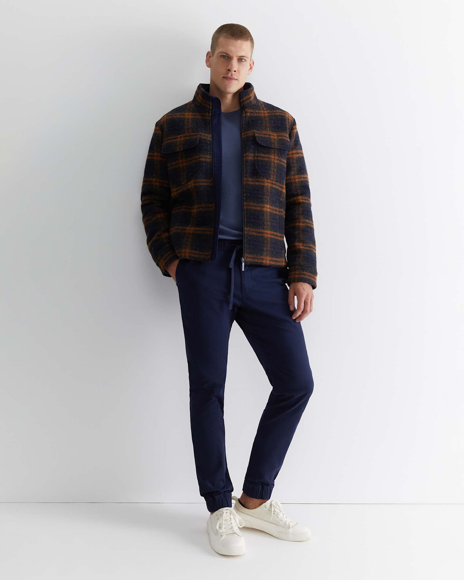 Willcath Textured Long Sleeve Tee in STEEL BLUE