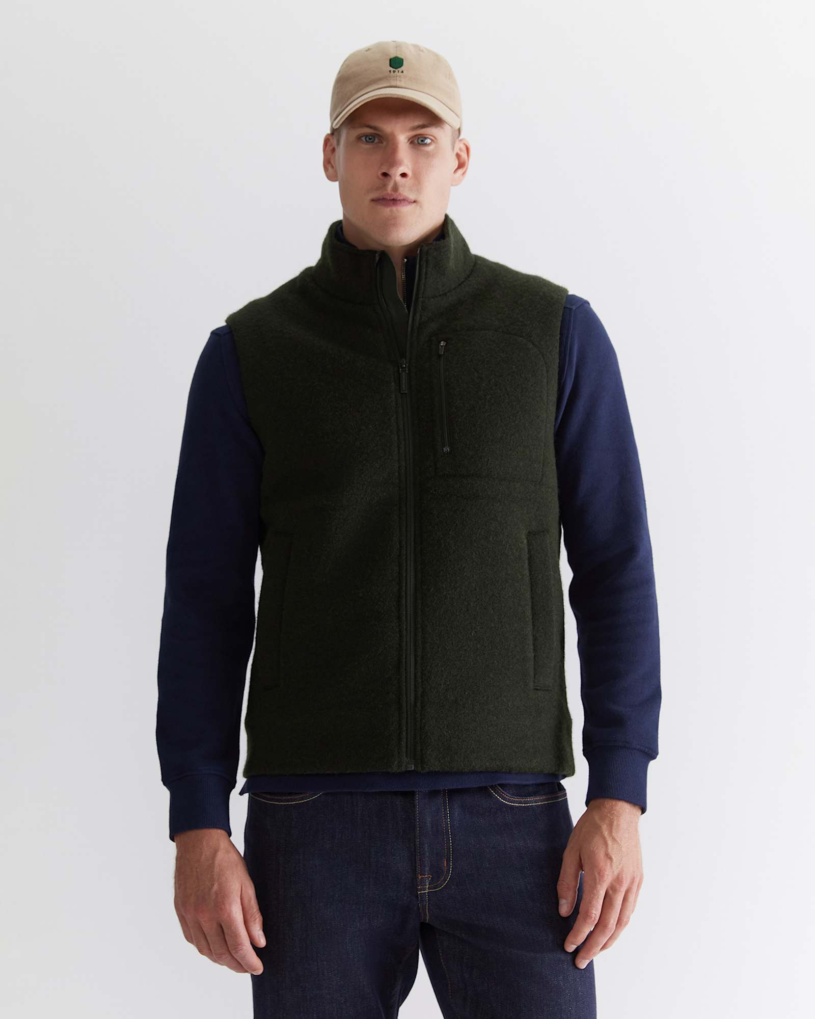 Salford Wool Blend Vest in KHAKI