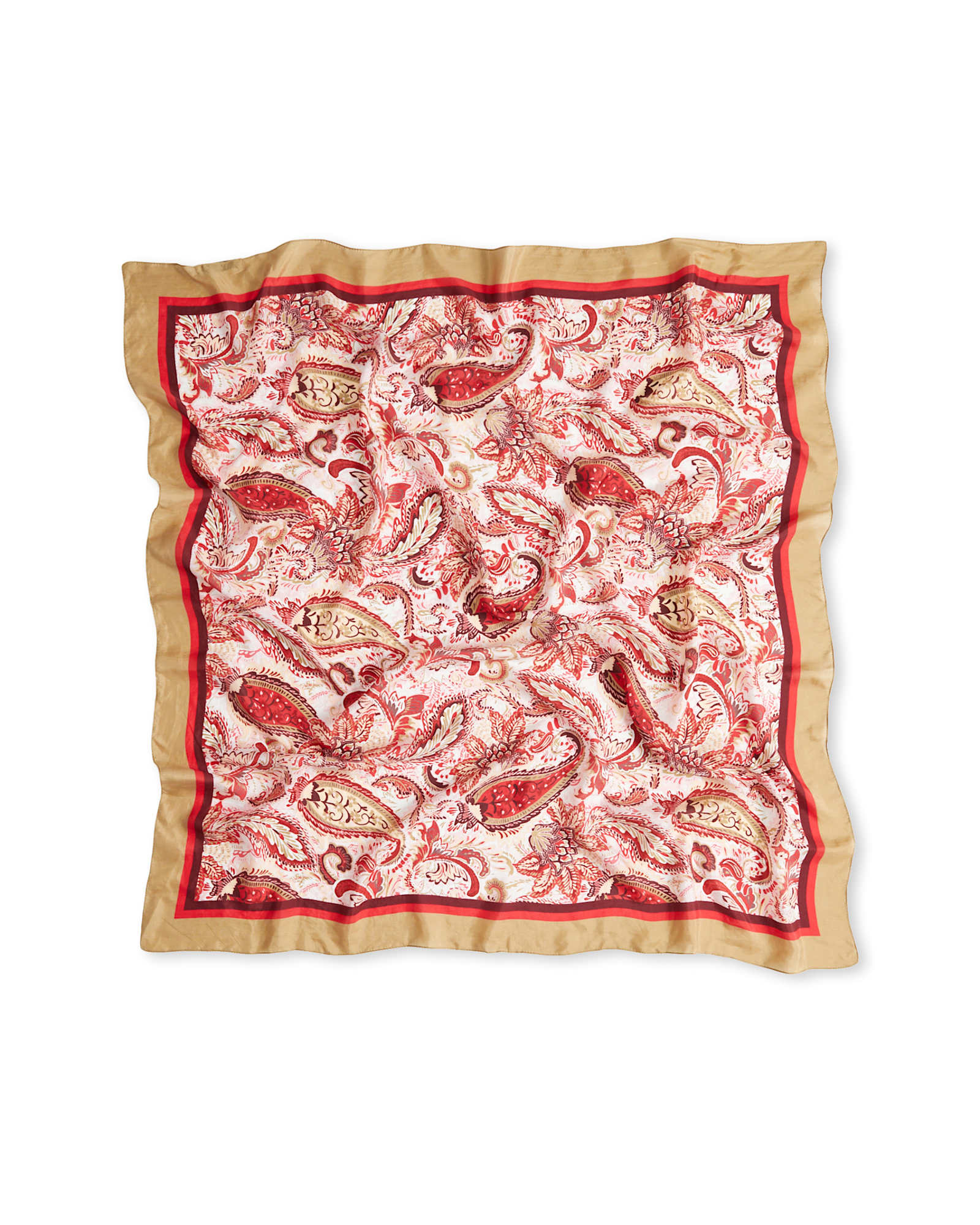 Classic Paisley Silk Scarf in RED MULTI