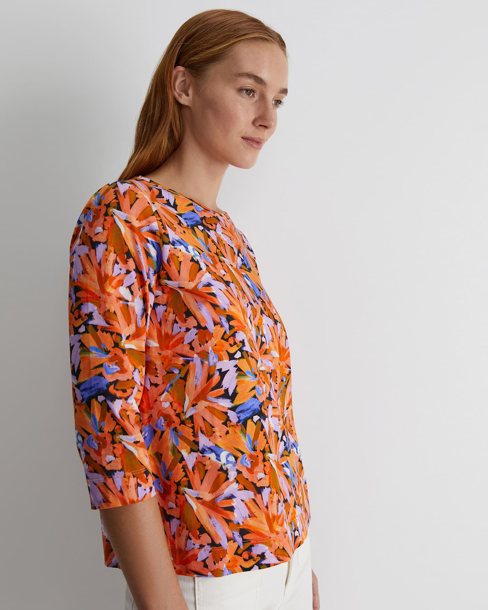 Bella 3/4 Sleeve Mercerised Tee in MULTI
