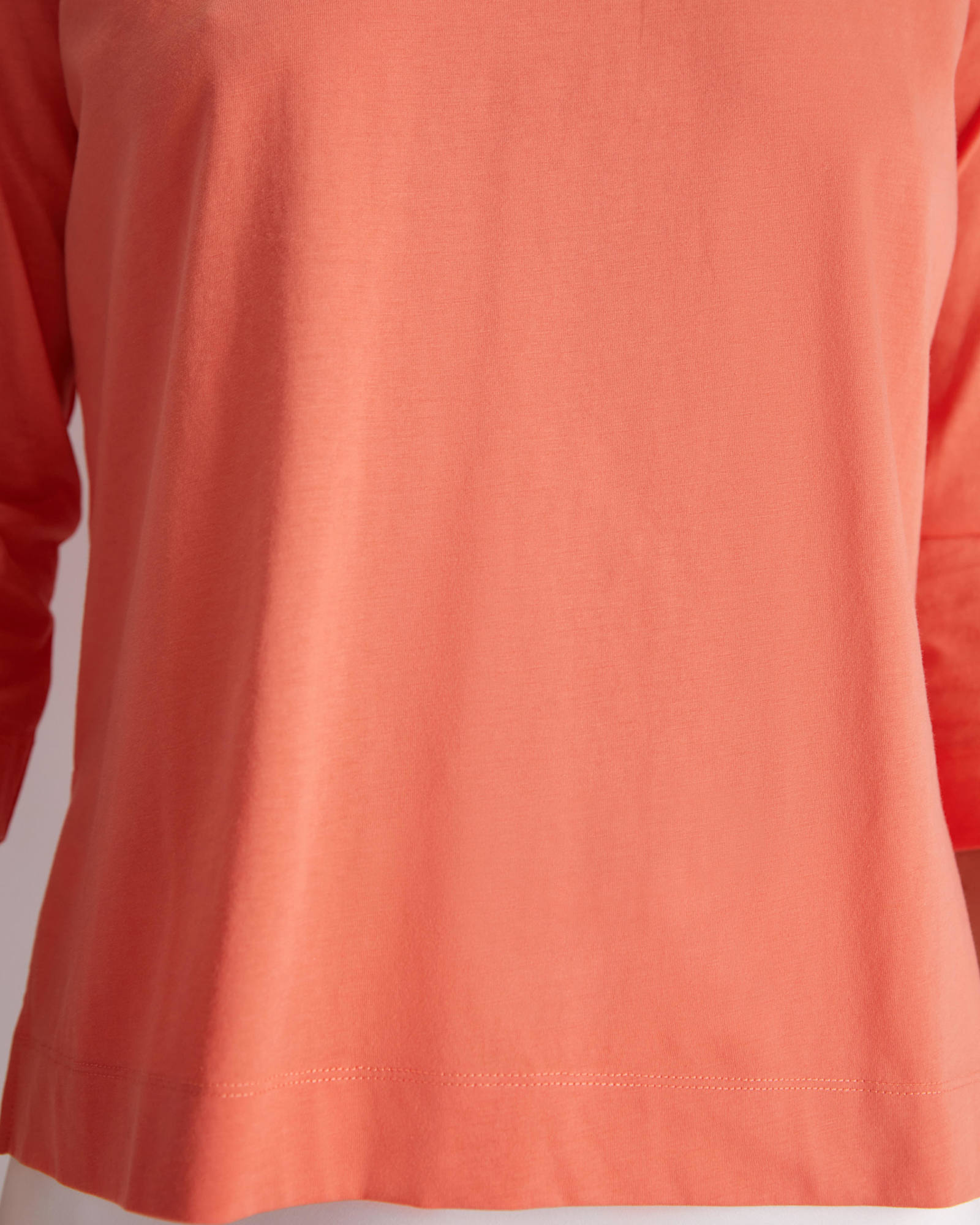 Cotton Crew 3 Quarter Sleeve T-Shirt in APRICOT