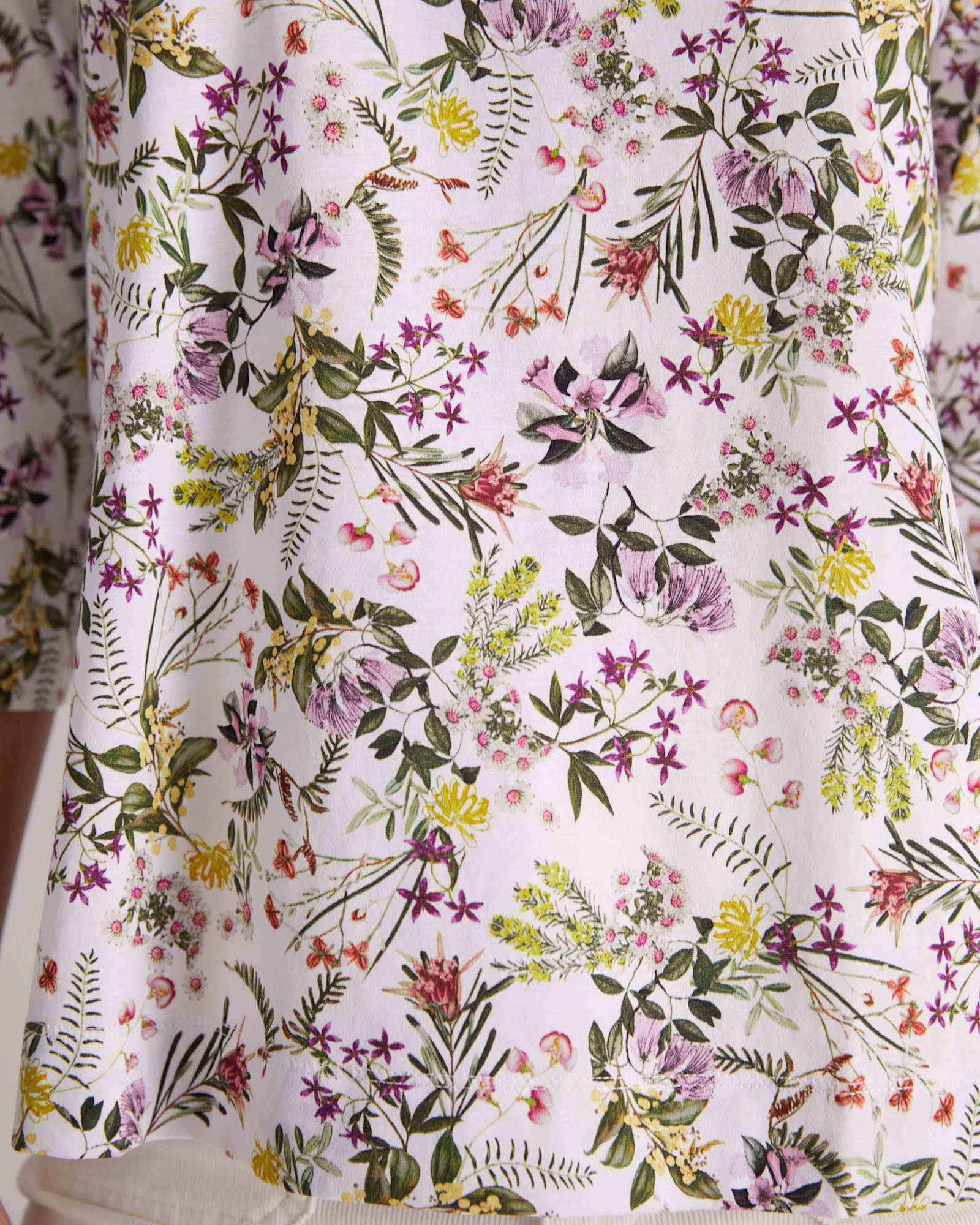 Botanica 3/4 Sleeve Mercerised Tee in MULTI WHITE