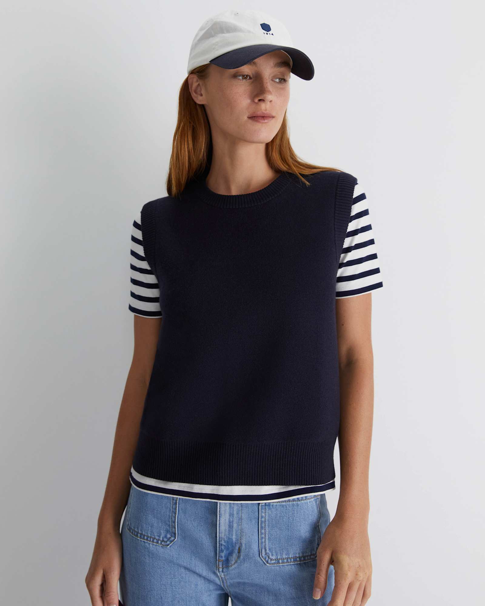 Juliette Boiled Wool Vest in NAVY