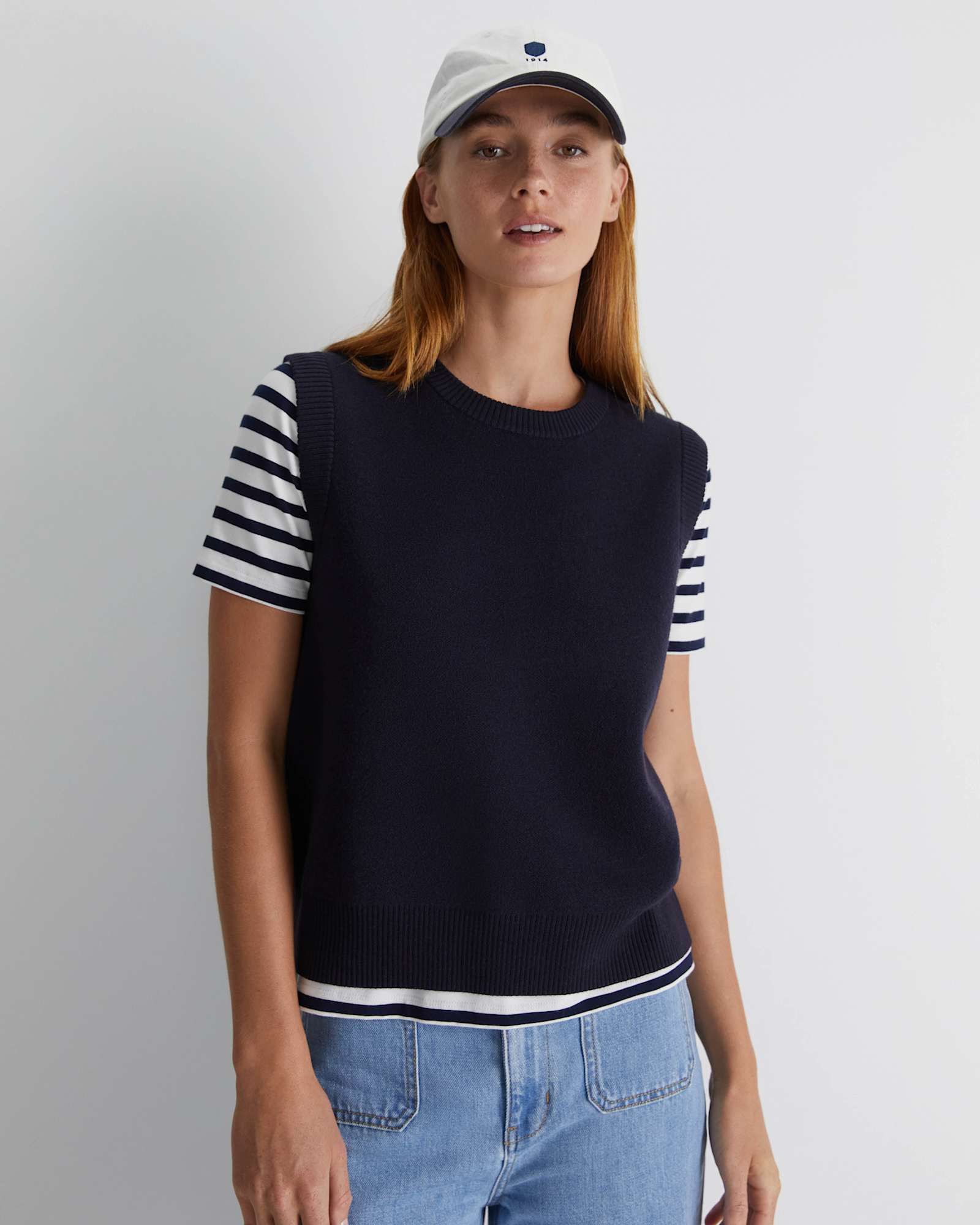 Juliette Boiled Wool Vest in NAVY