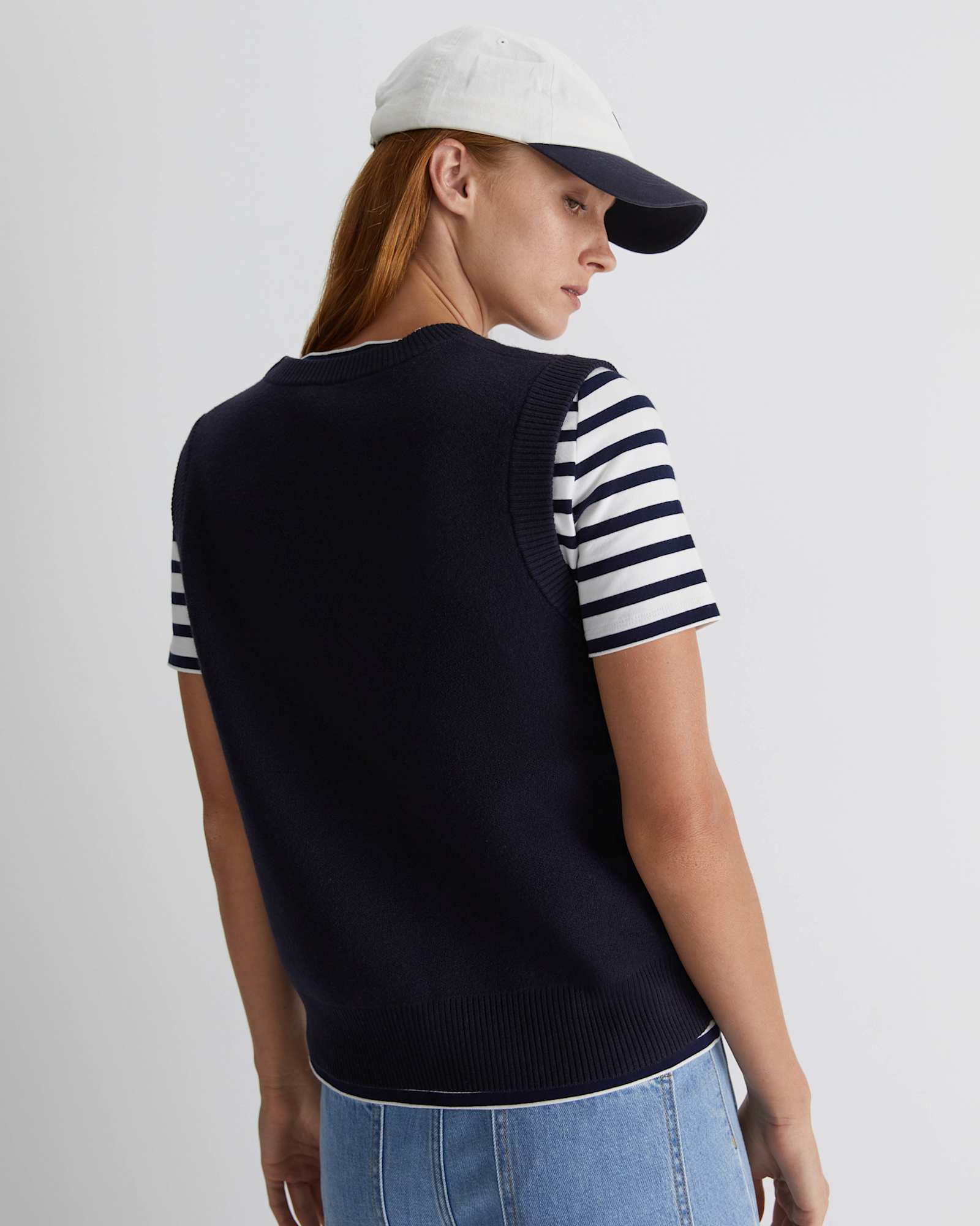 Juliette Boiled Wool Vest in NAVY