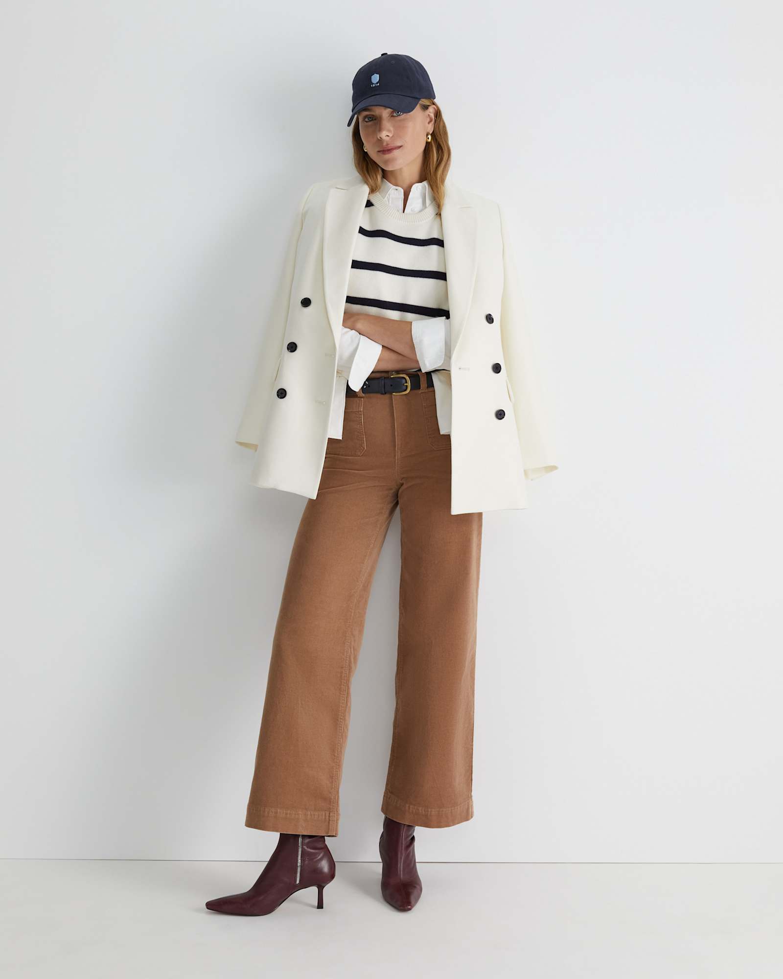 Juliette Boiled Wool Vest in IVORY/NAVY