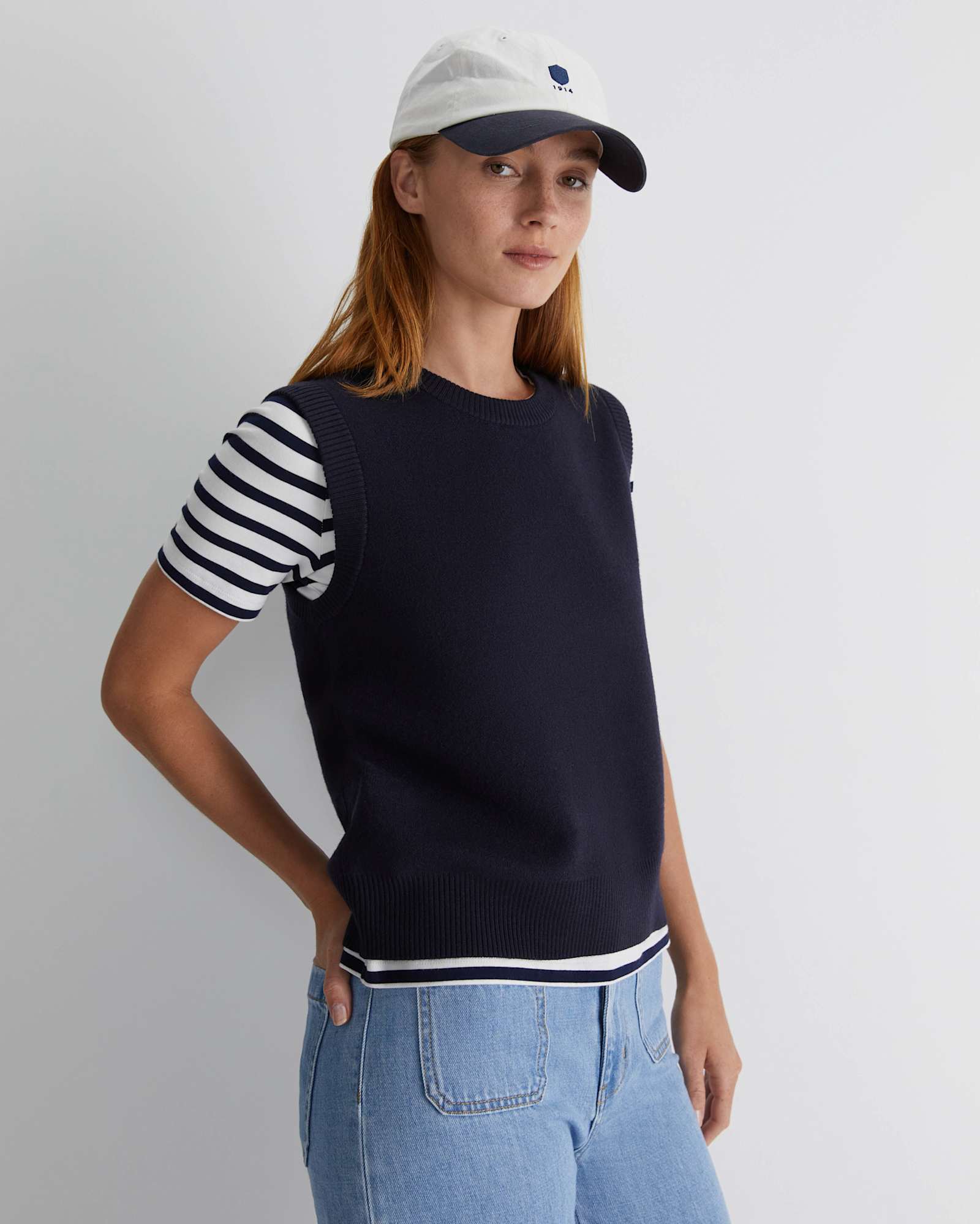 Juliette Boiled Wool Vest in NAVY