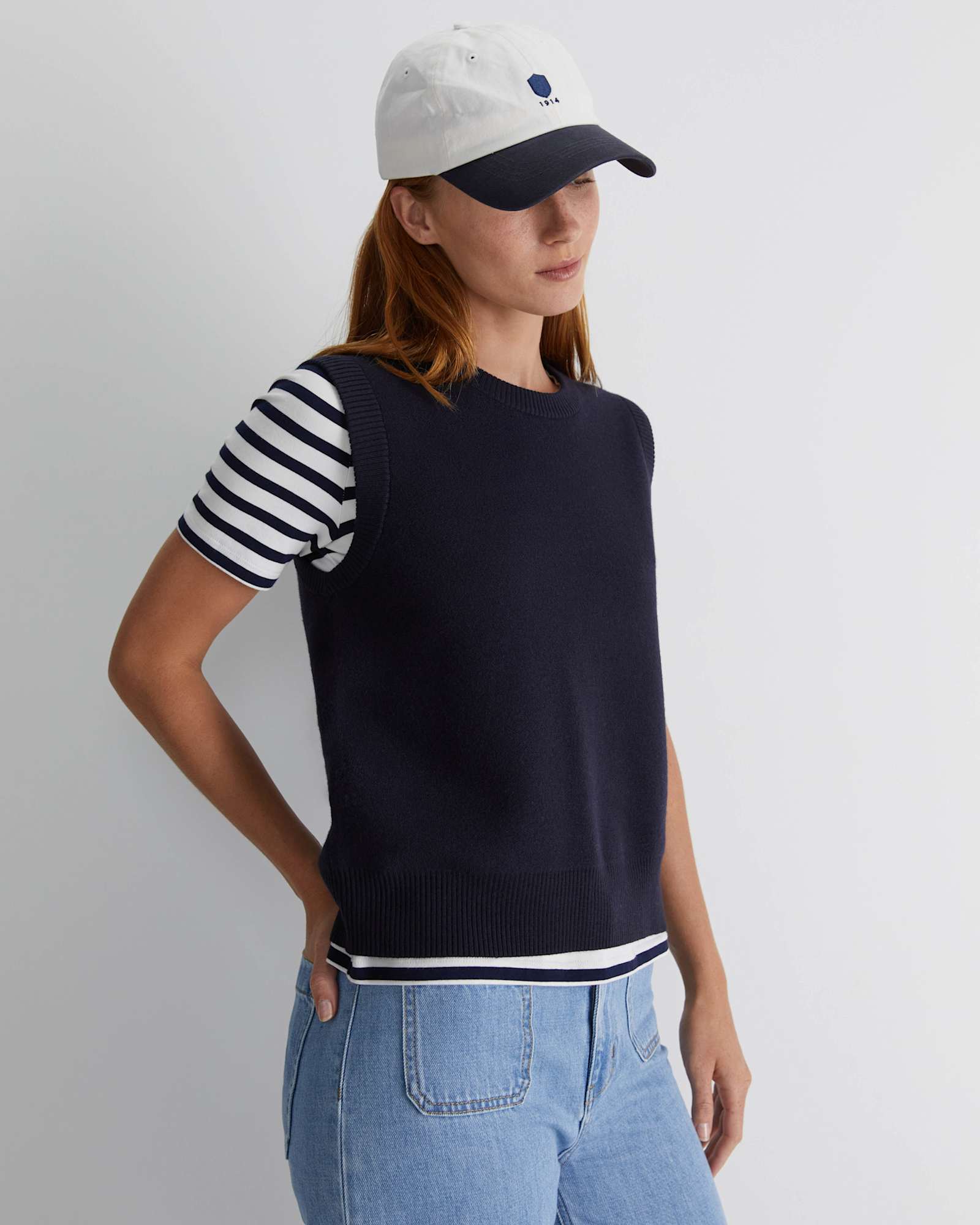 Juliette Boiled Wool Vest in NAVY