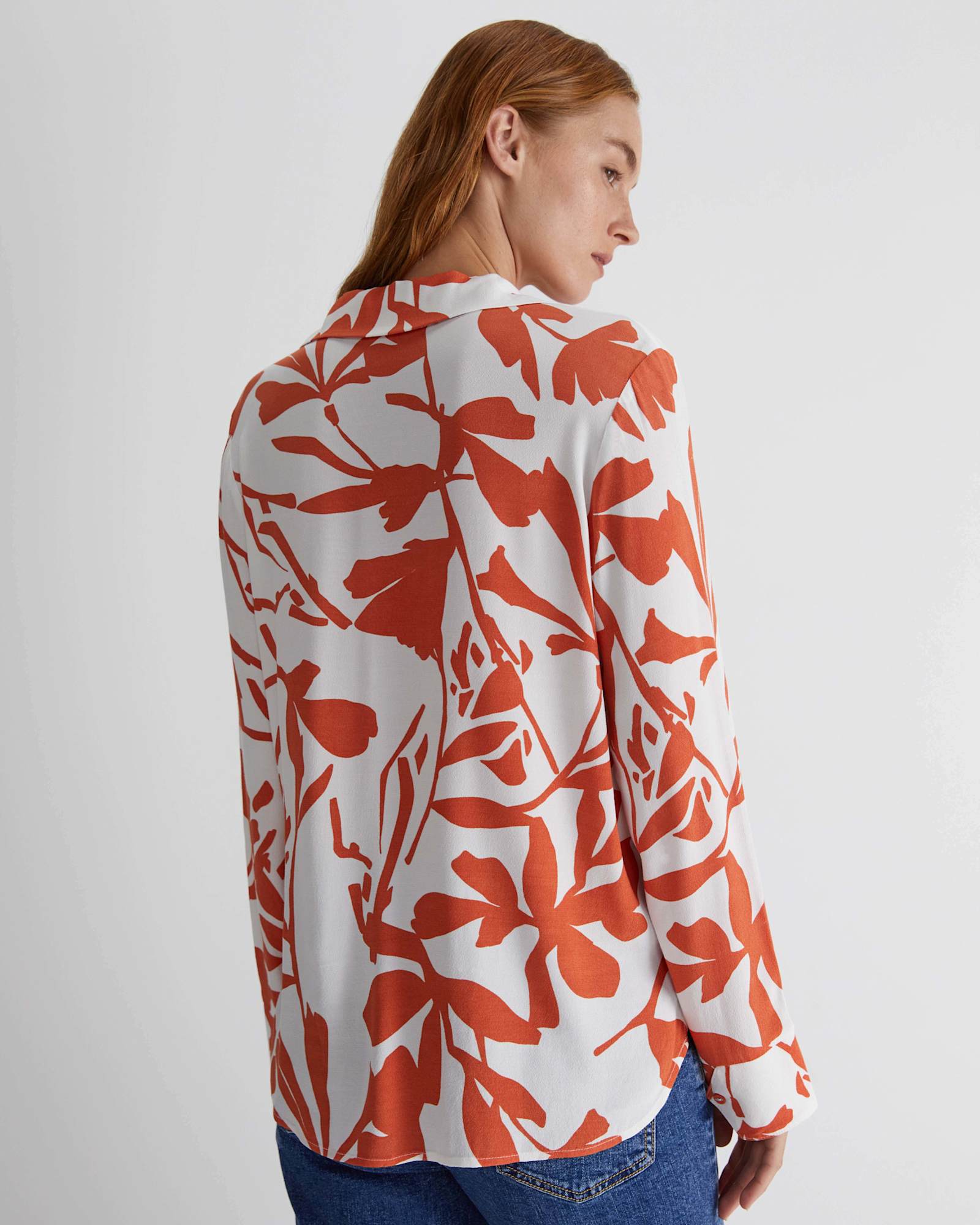 Ela Print Blouse in ORANGE/WHITE
