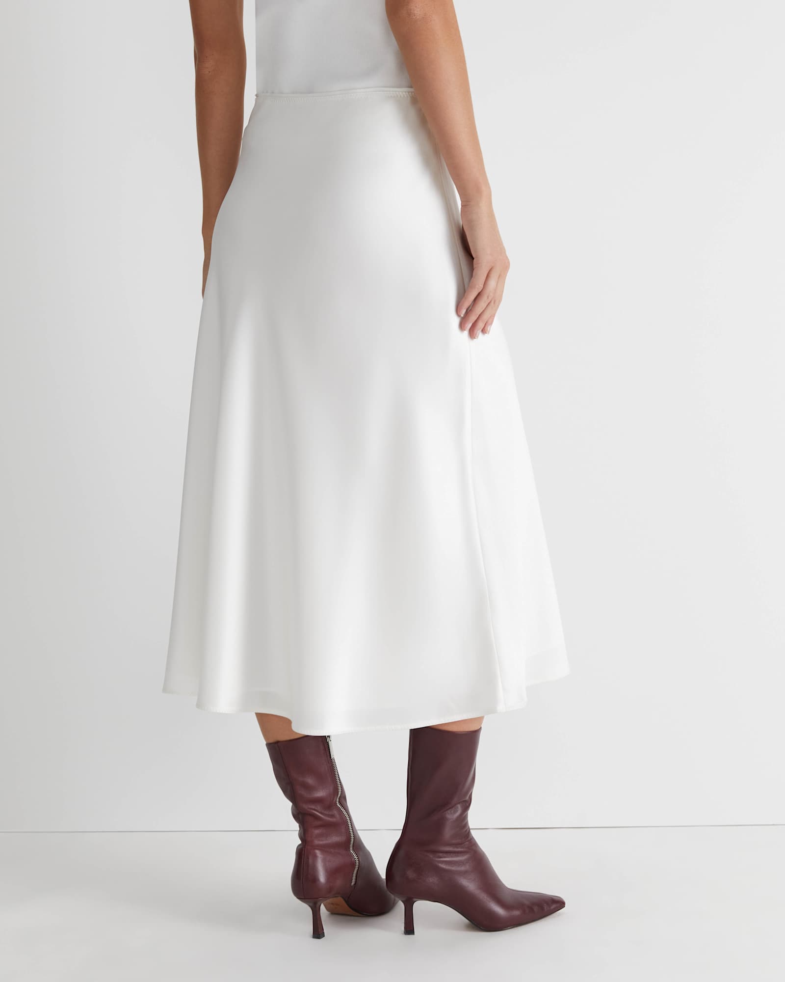 Charlotte Bias Slip Skirt in MILK