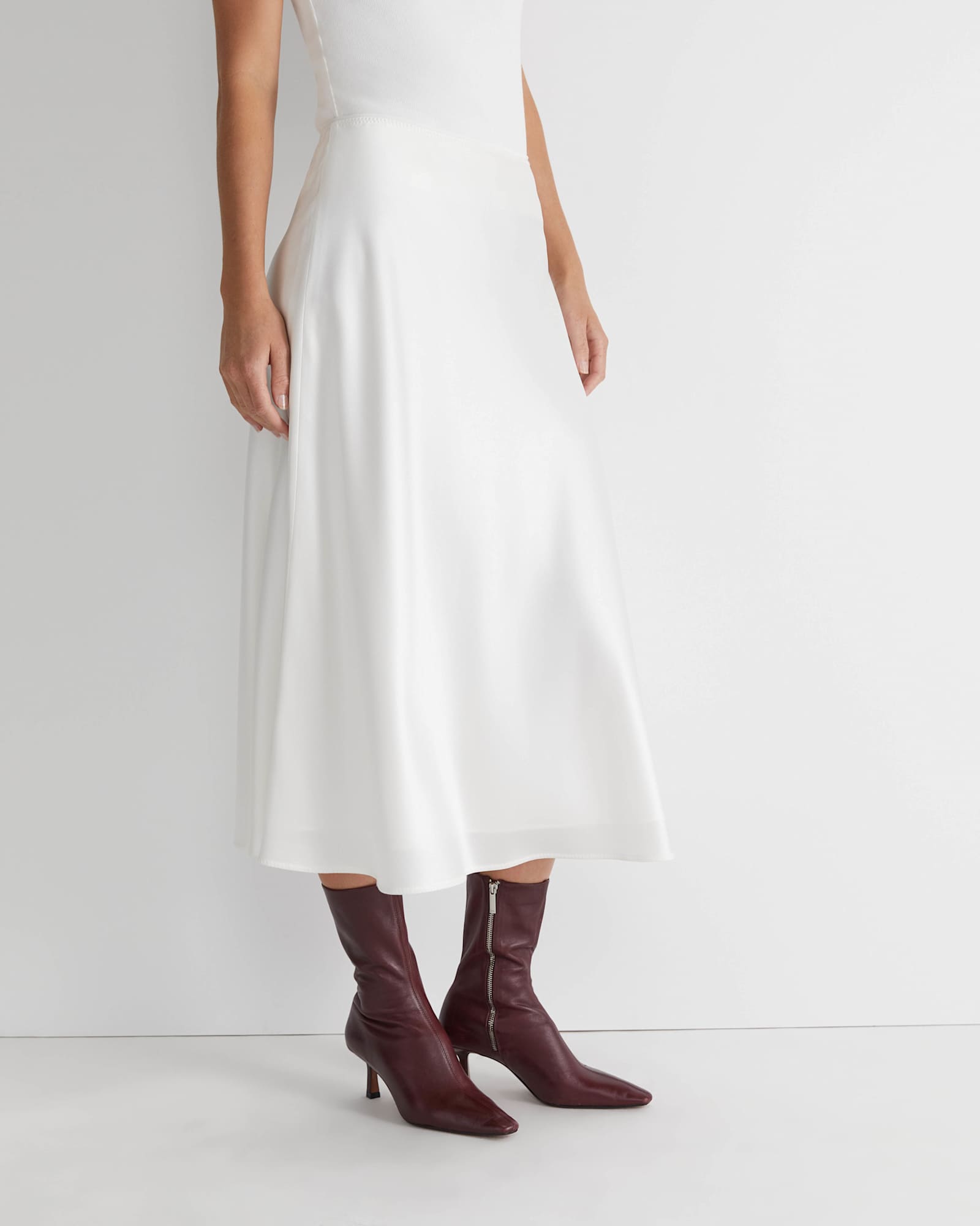 Charlotte Bias Slip Skirt in MILK