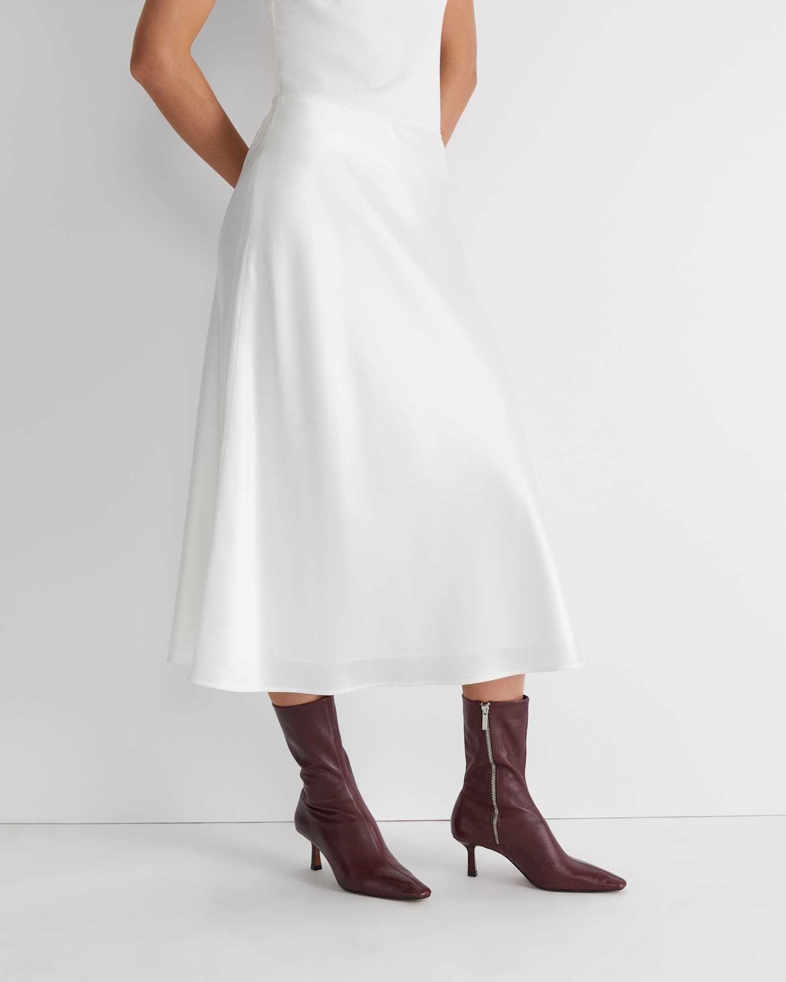 Charlotte Bias Slip Skirt in MILK